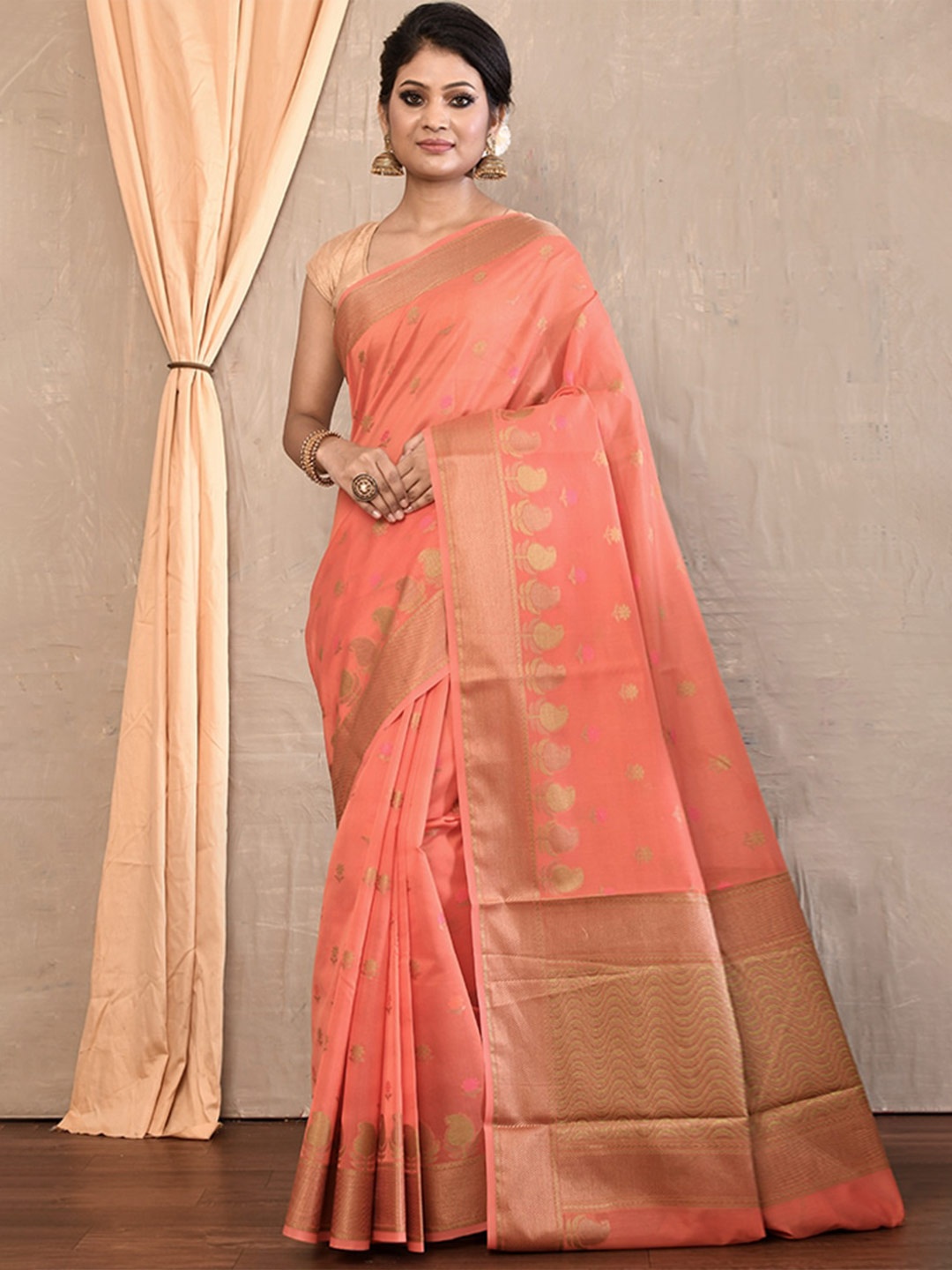 

AllSilks Woven Design Zari Saree, Pink