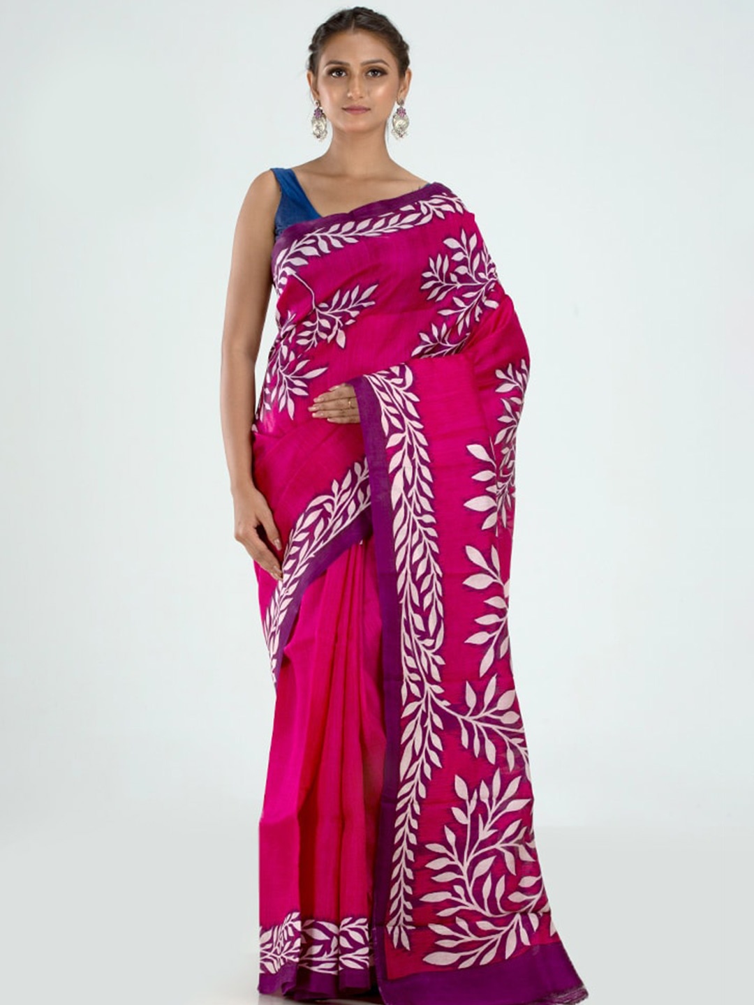 

AllSilks Floral Pure Silk Saree, Magenta