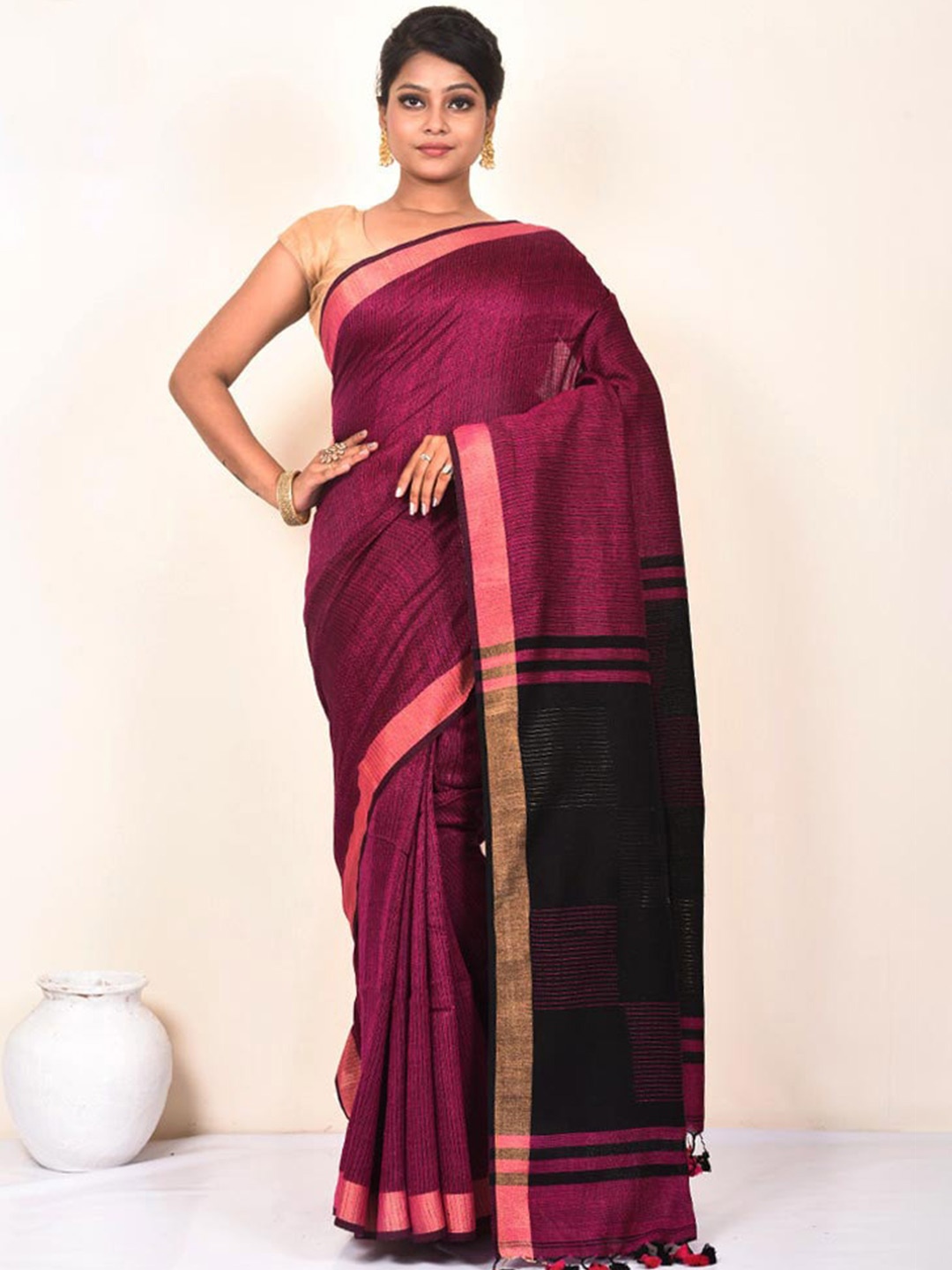

AllSilks Silk Blend Saree, Pink