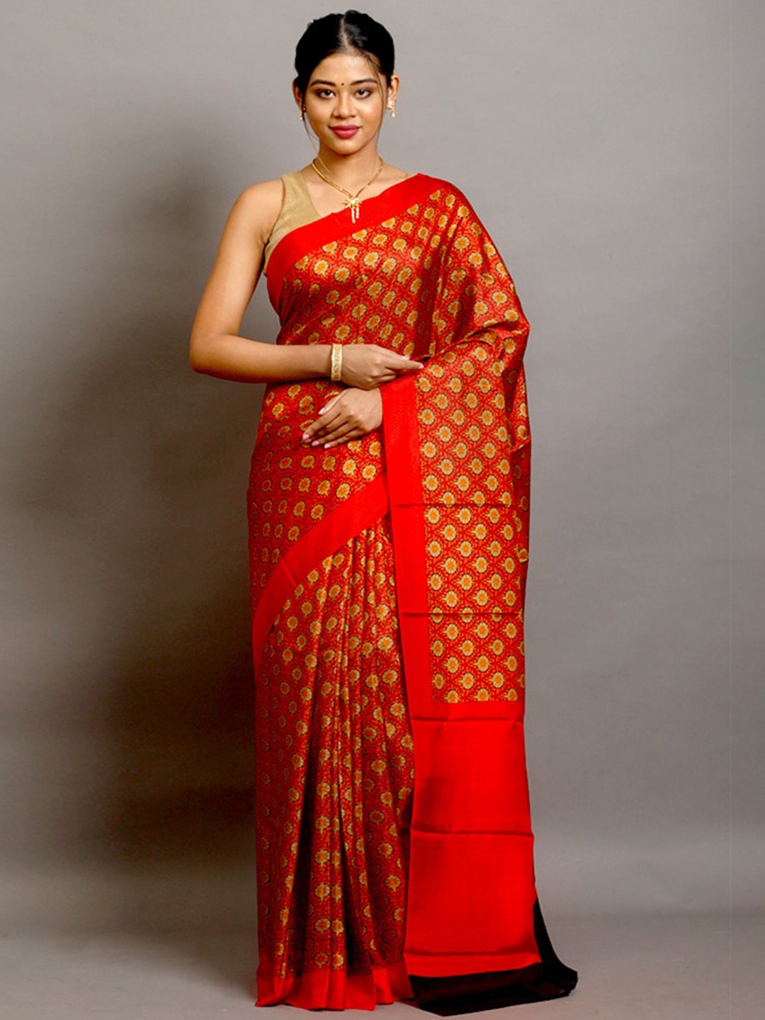 

AllSilks Ethnic Motifs Pure Silk Saree, Red