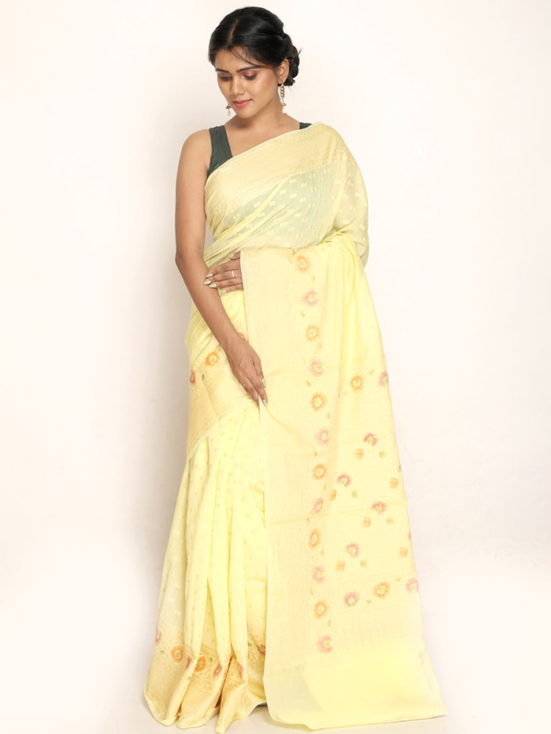 

AllSilks Ethnic Motifs Saree, Yellow