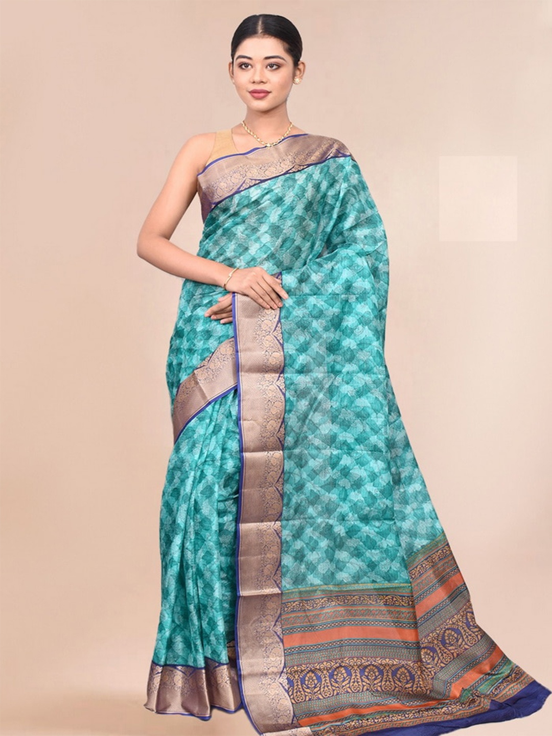 

AllSilks Zari Pure Silk Saree, Blue