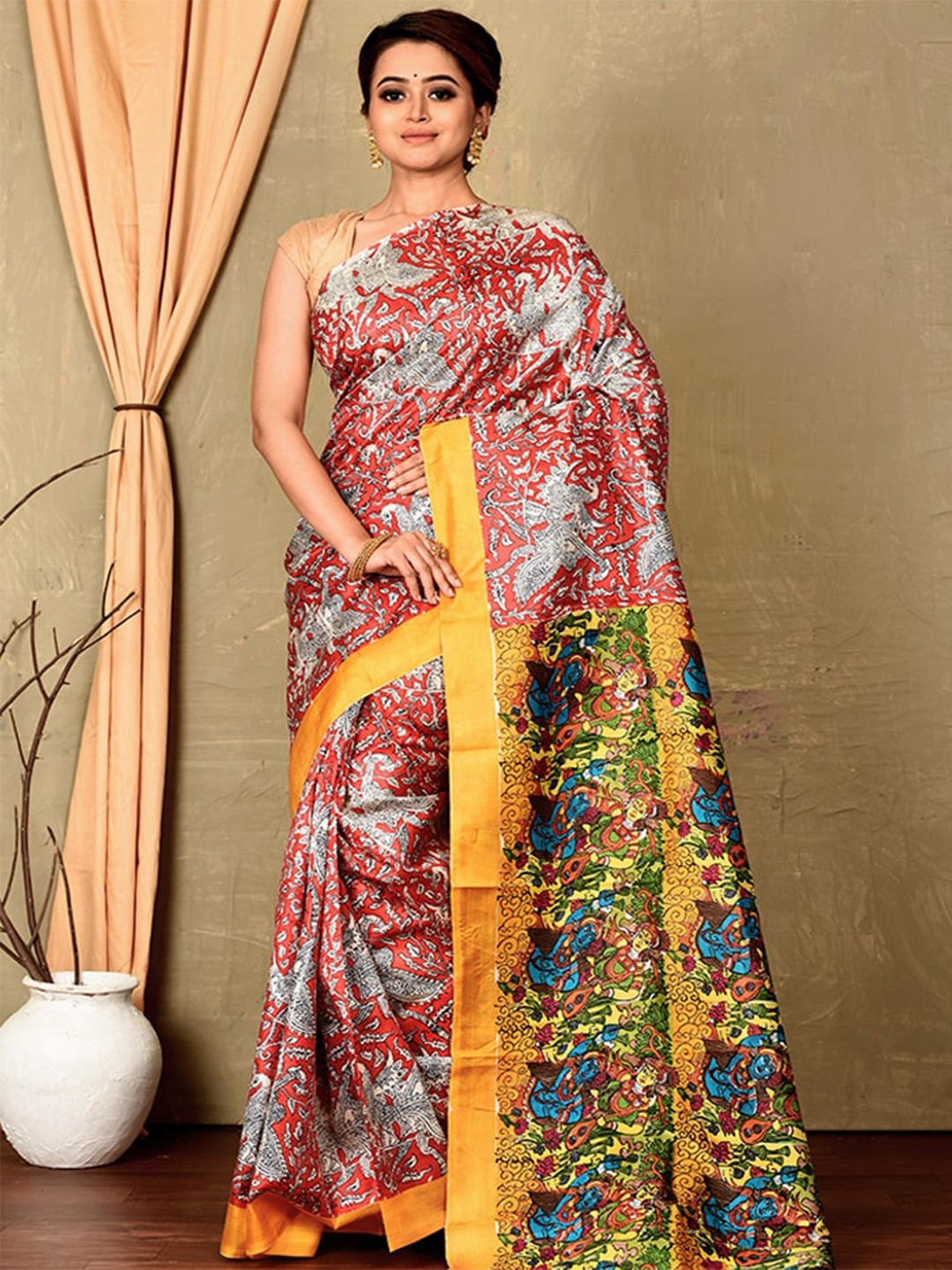 

AllSilks Pure Silk Saree, Red