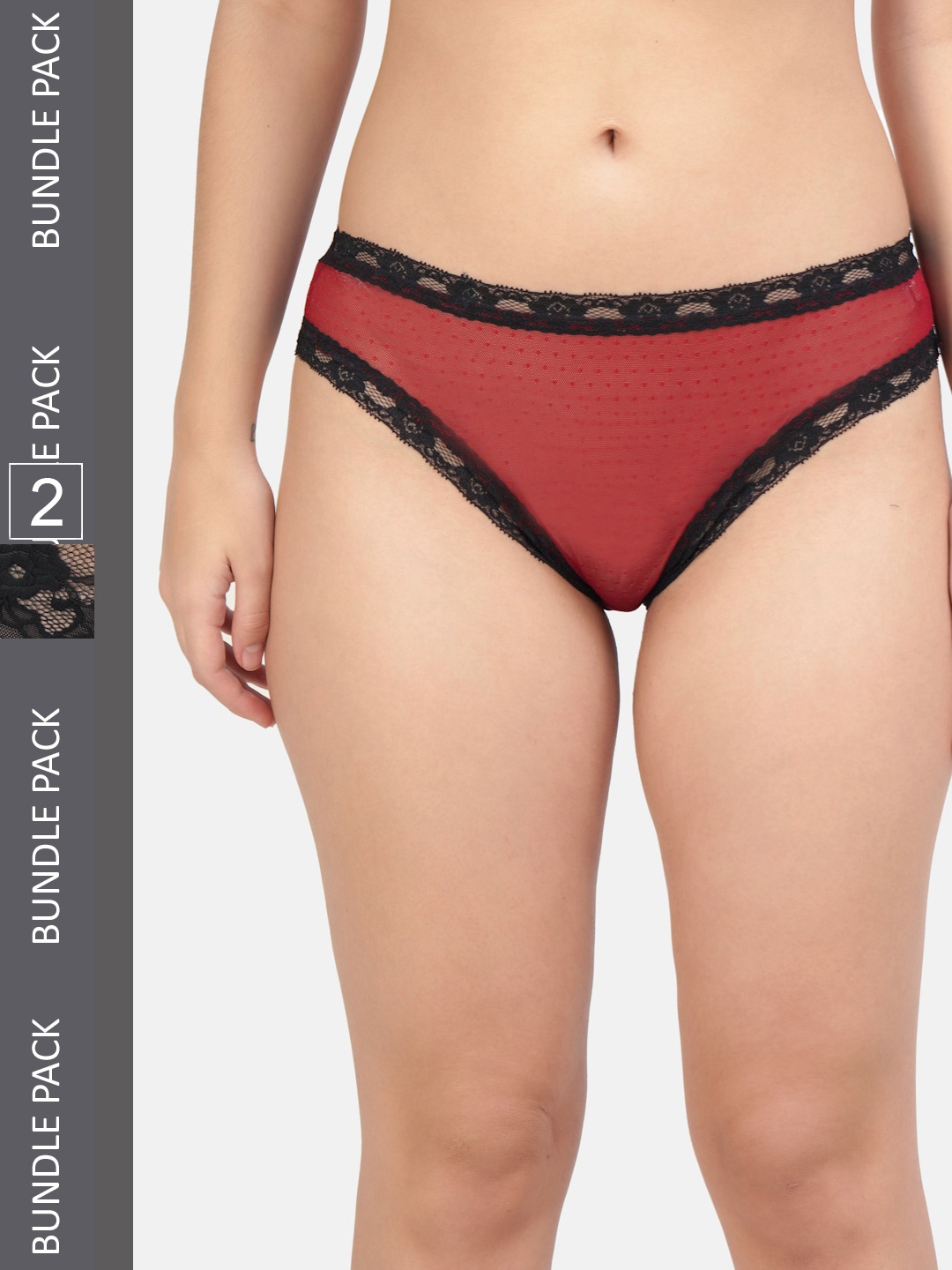 

Hill Islands Women Pack Of 2 Self Design Bikini Briefs, Black