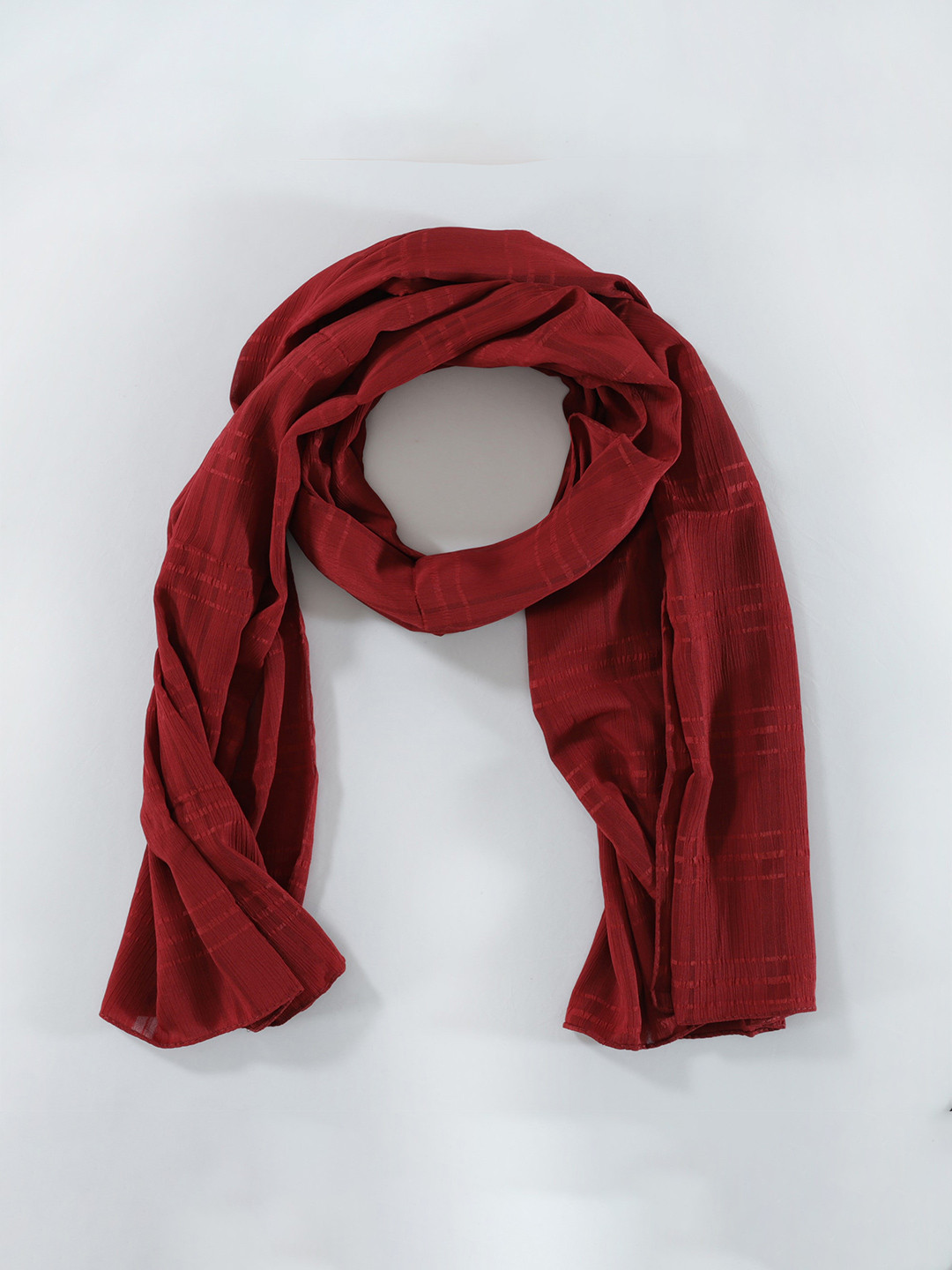 

HANDICRAFT PALACE Women Striped Scarf, Red