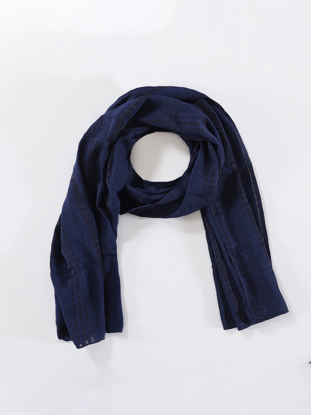 

HANDICRAFT PALACE Women Checked Scarf, Navy blue