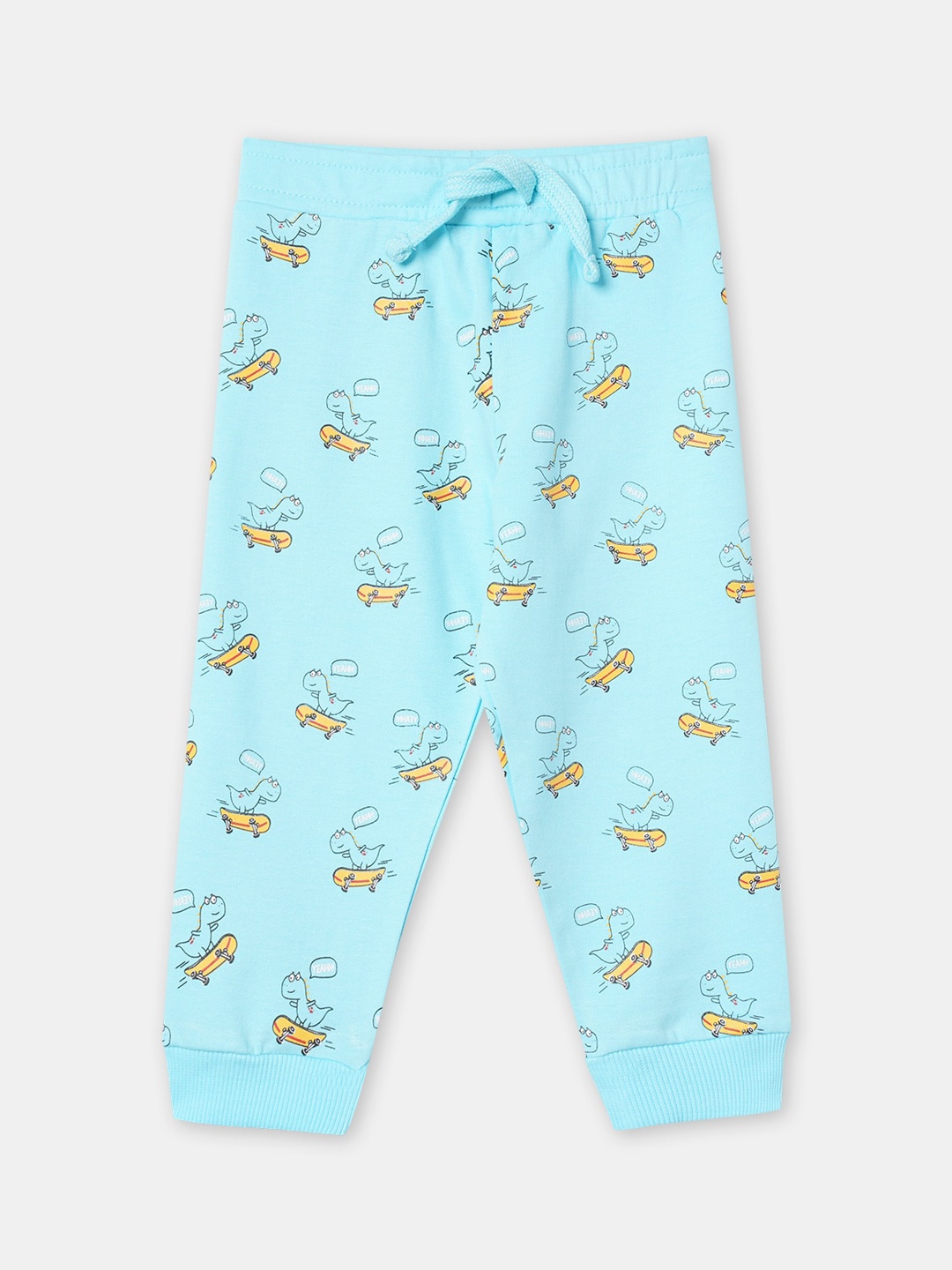 

R&B Boys Conversational Printed Cotton Joggers, Blue