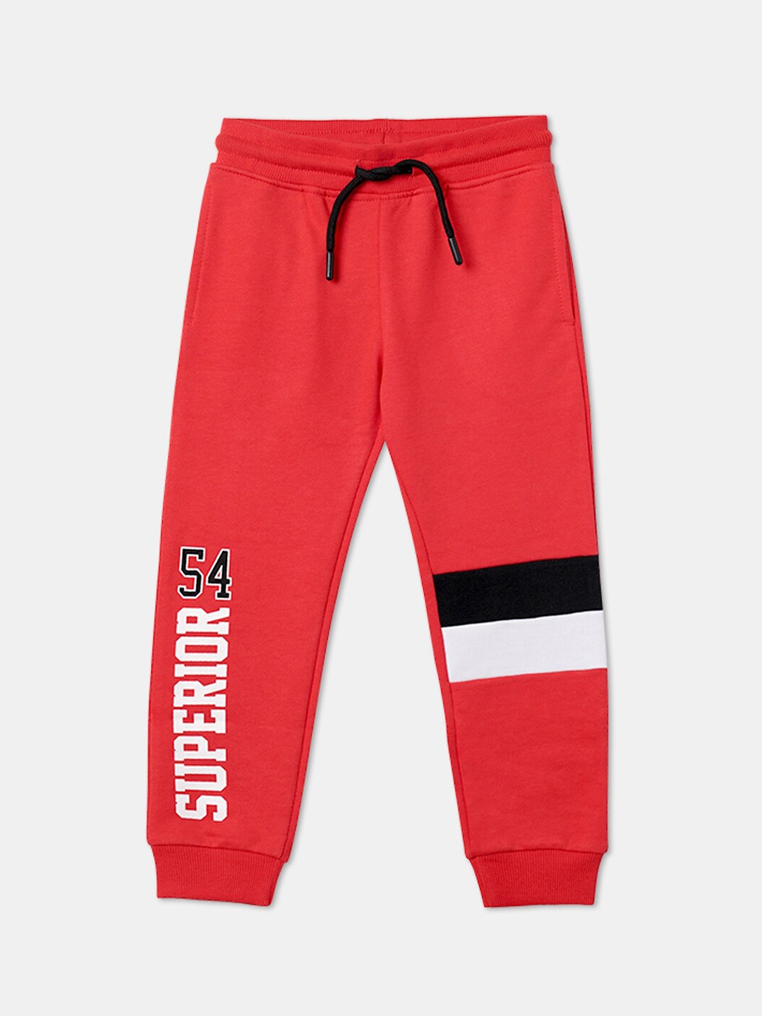 

R&B Boys Printed Cotton Joggers, Red