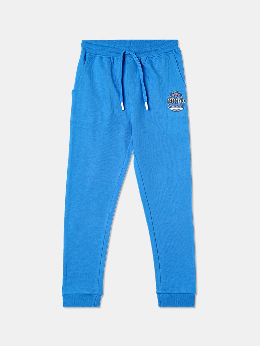 

R&B Boys Printed Cotton Joggers, Blue