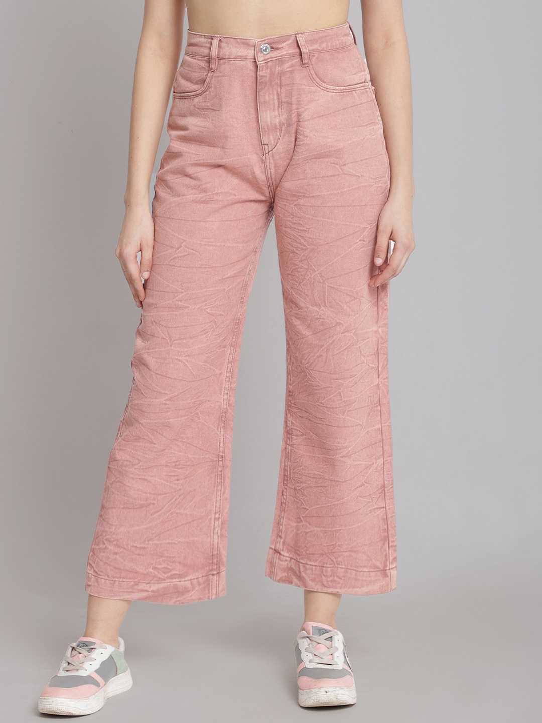 

River Of Design Jeans Wide Leg High-Rise Stretchable Jeans, Coral