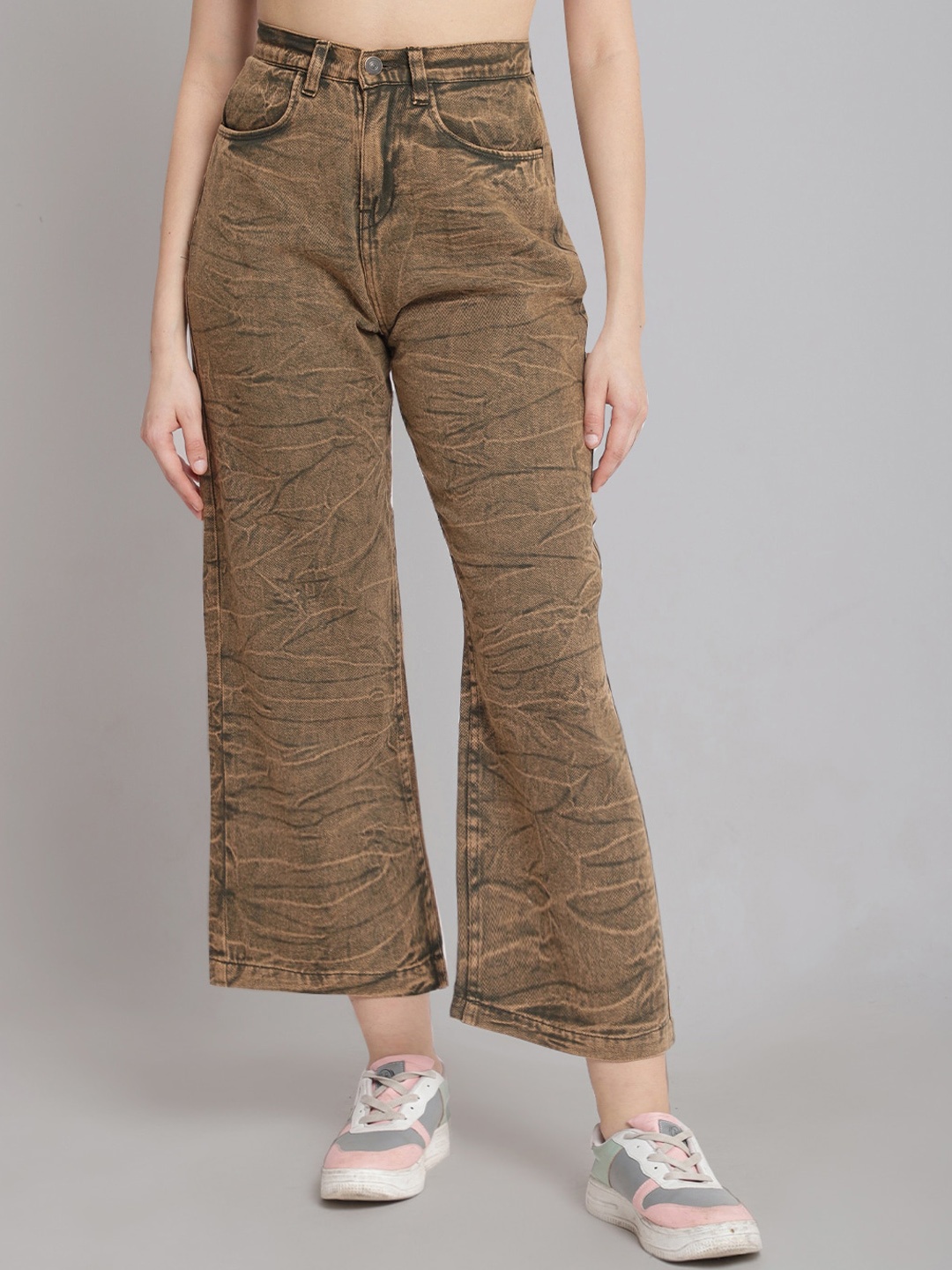 

River Of Design Jeans Wide Leg High-Rise Stretchable Jeans, Olive