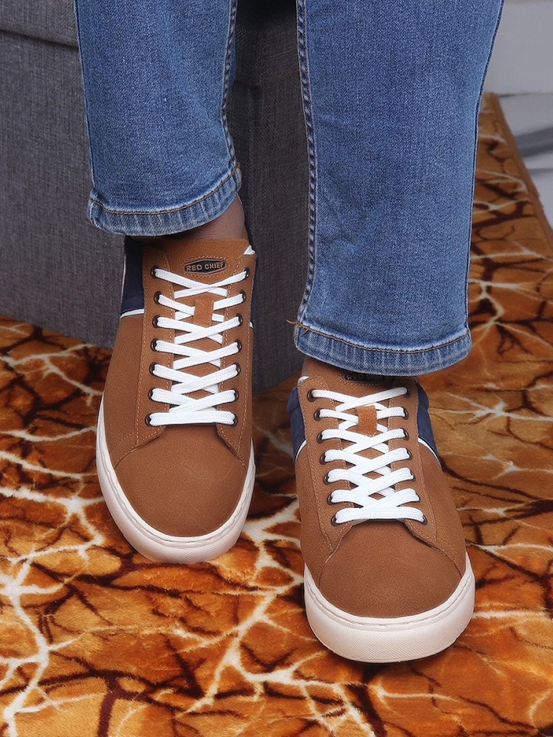 

Red Chief Men Leather Sneakers, Rust