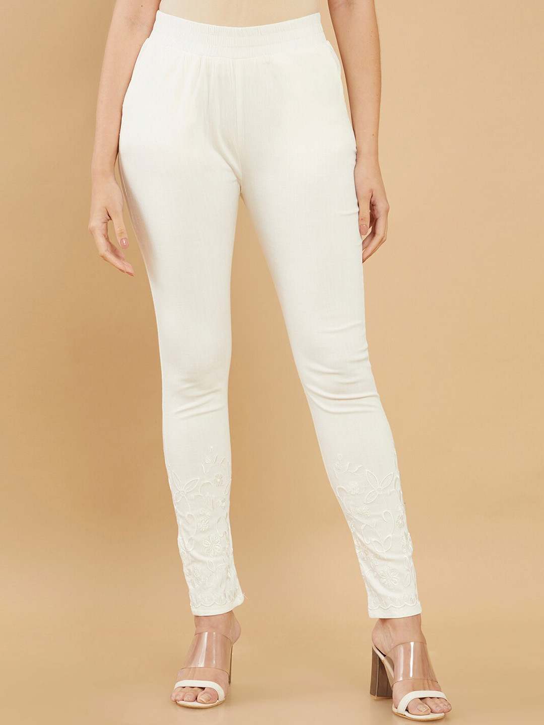

Soch Women Slim Fit High-Rise Easy Wash Trousers, Off white
