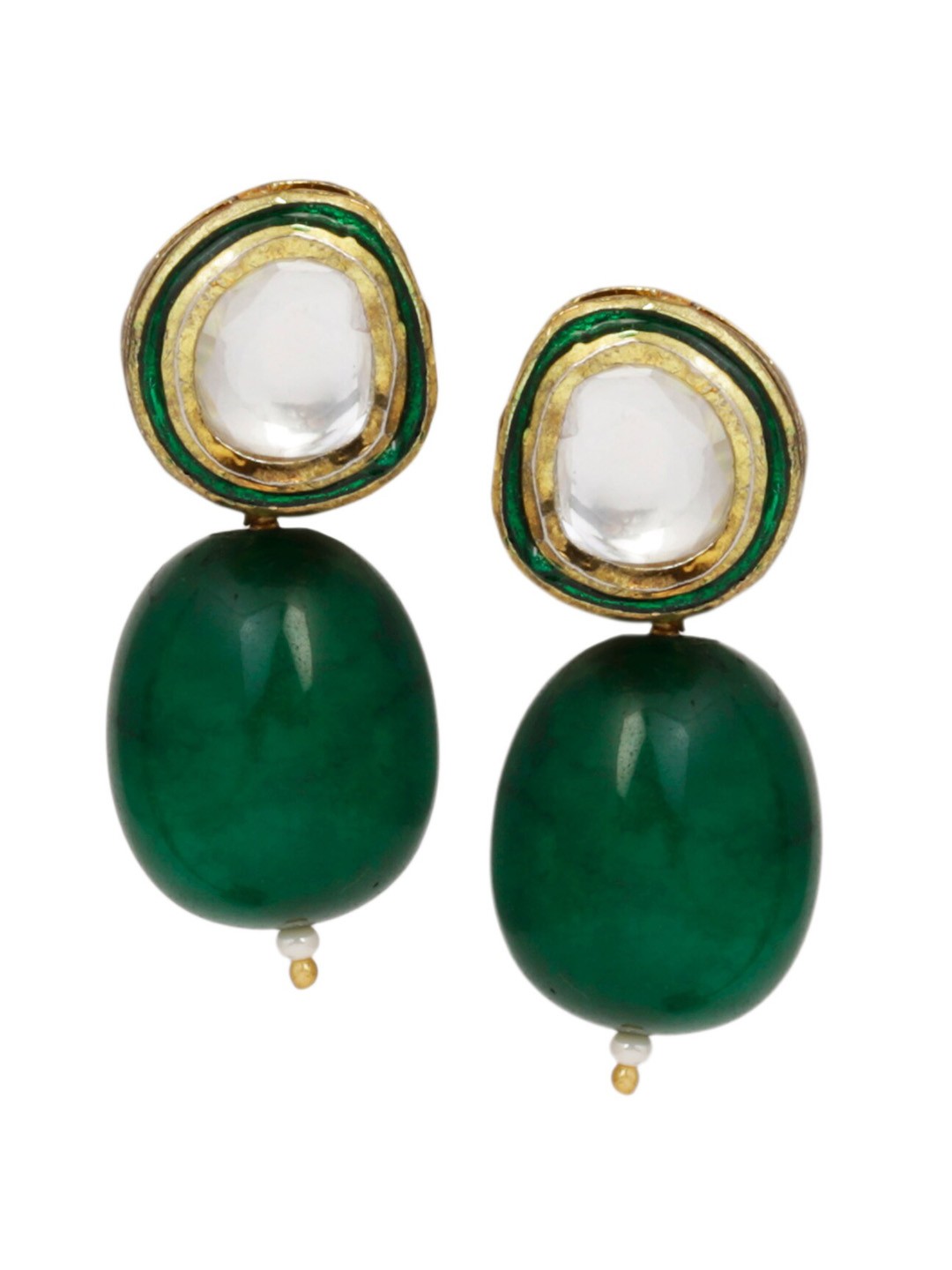 

DUGRISTYLE Women Gold-Plated Classic Studs Earrings, Green