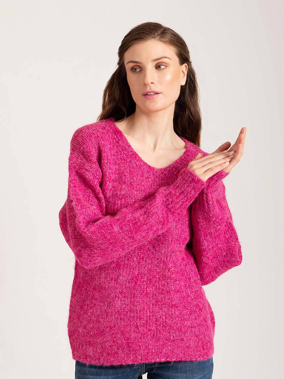 

B Copenhagen Full Sleeved Pullover with Fuzzy Detail, Pink