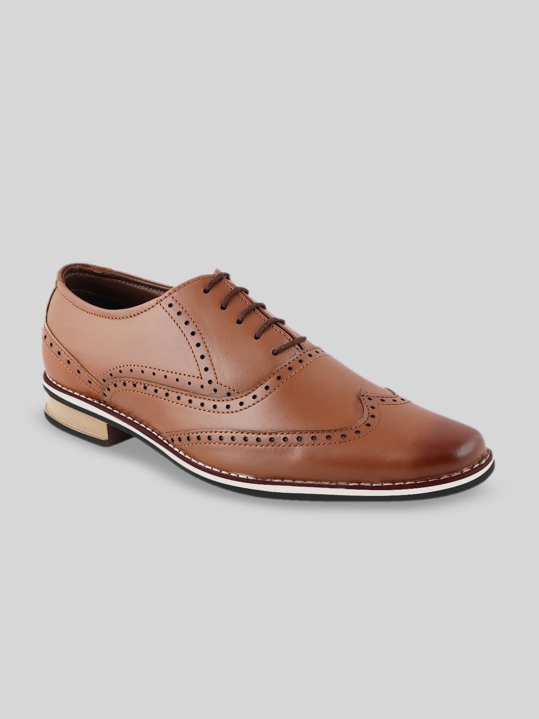 

WELBAWT Men Leather Formal Brogues Shoes, Tan