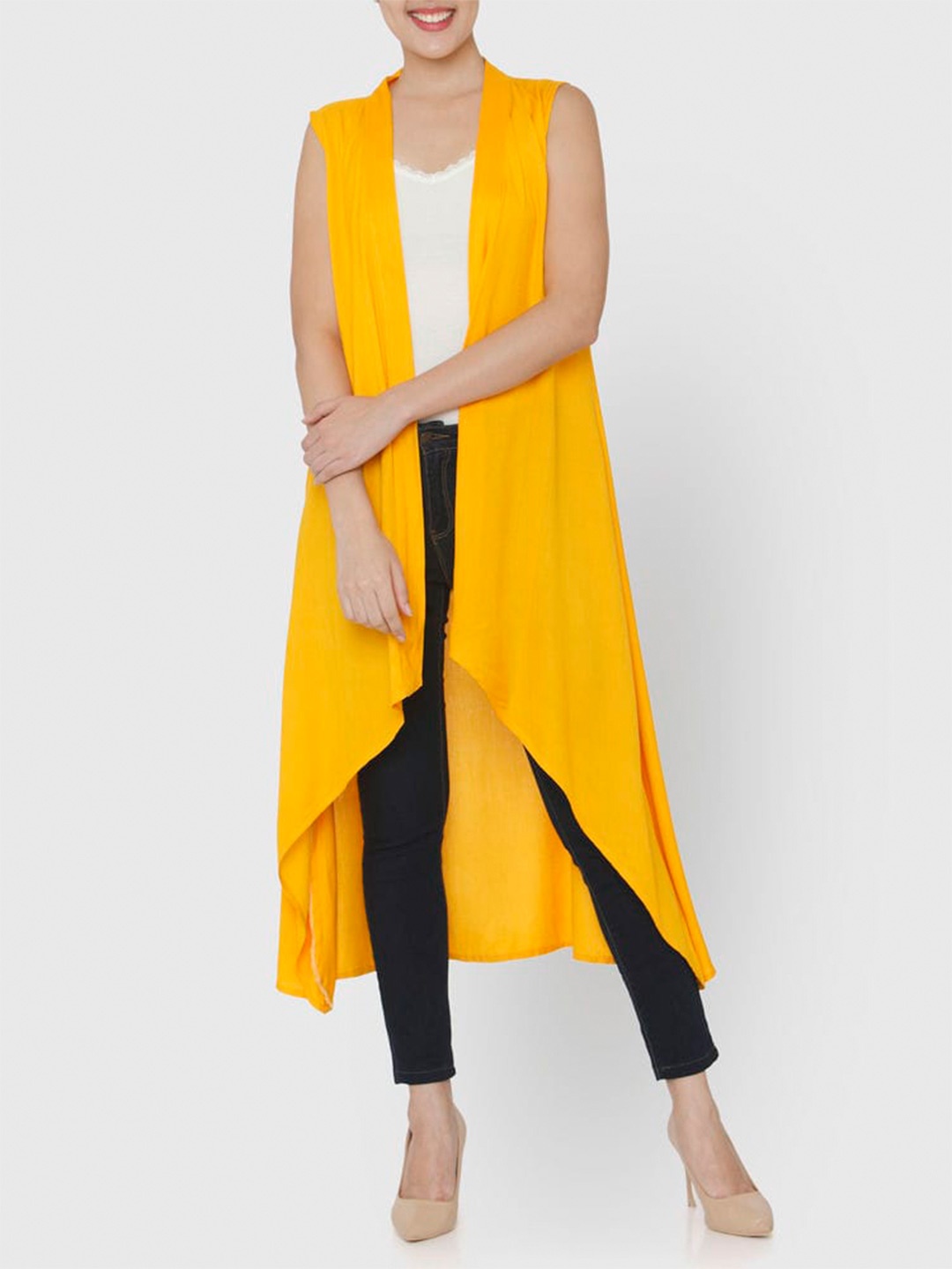 

SHADES Women Longline Shrug, Yellow