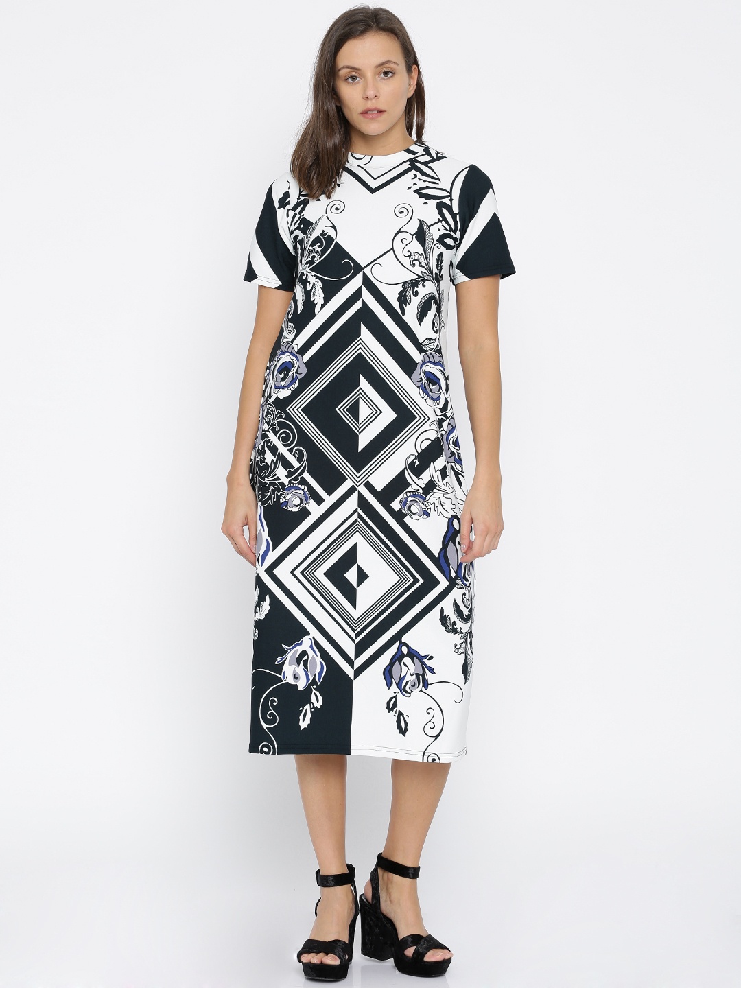 

AND Women White & Black Printed Maxi Dress