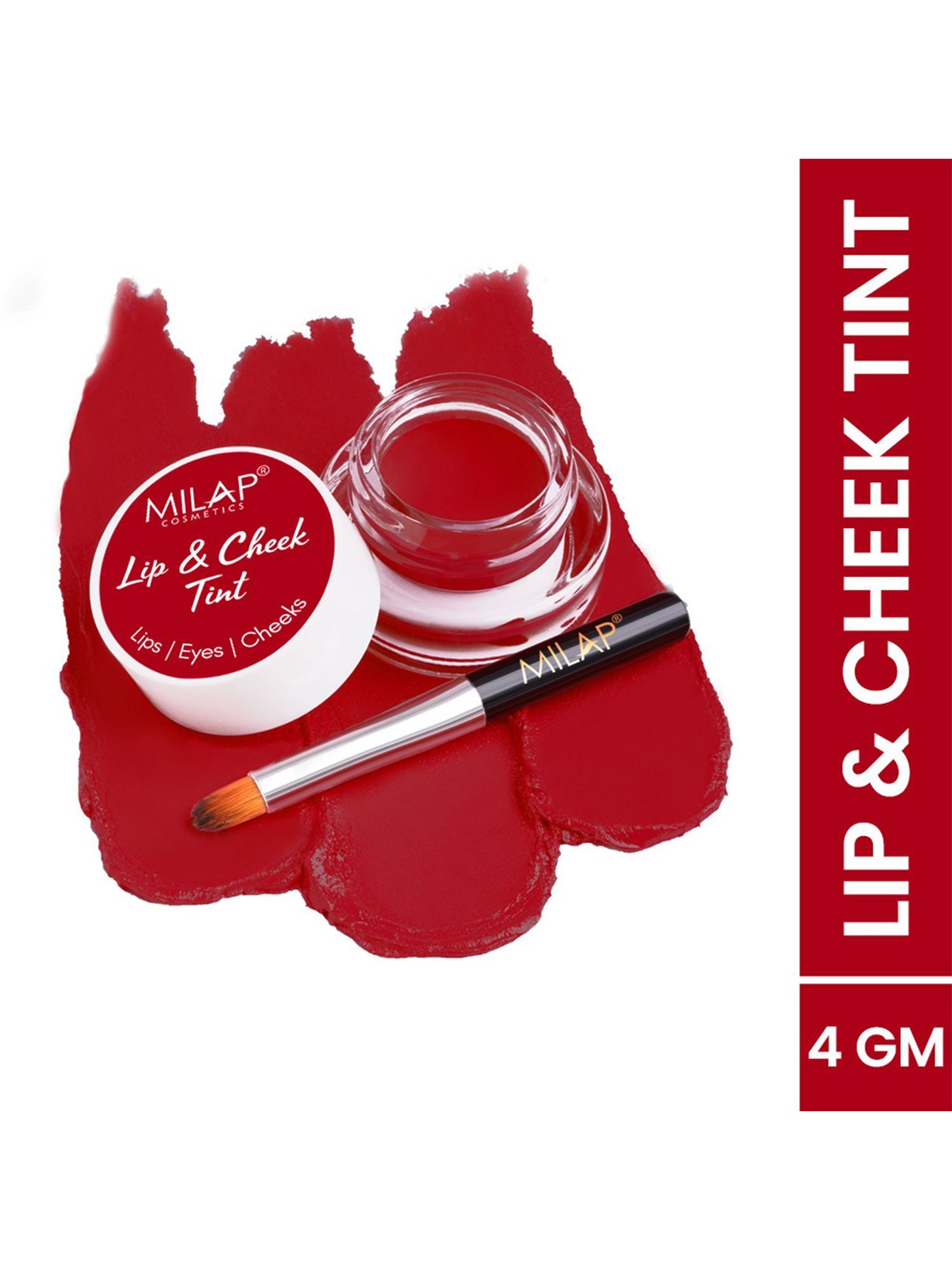 

MILAP Lip Cheek & Eye Tint with Free Applicator for Deep Nourishment 4g - Neerja, Red