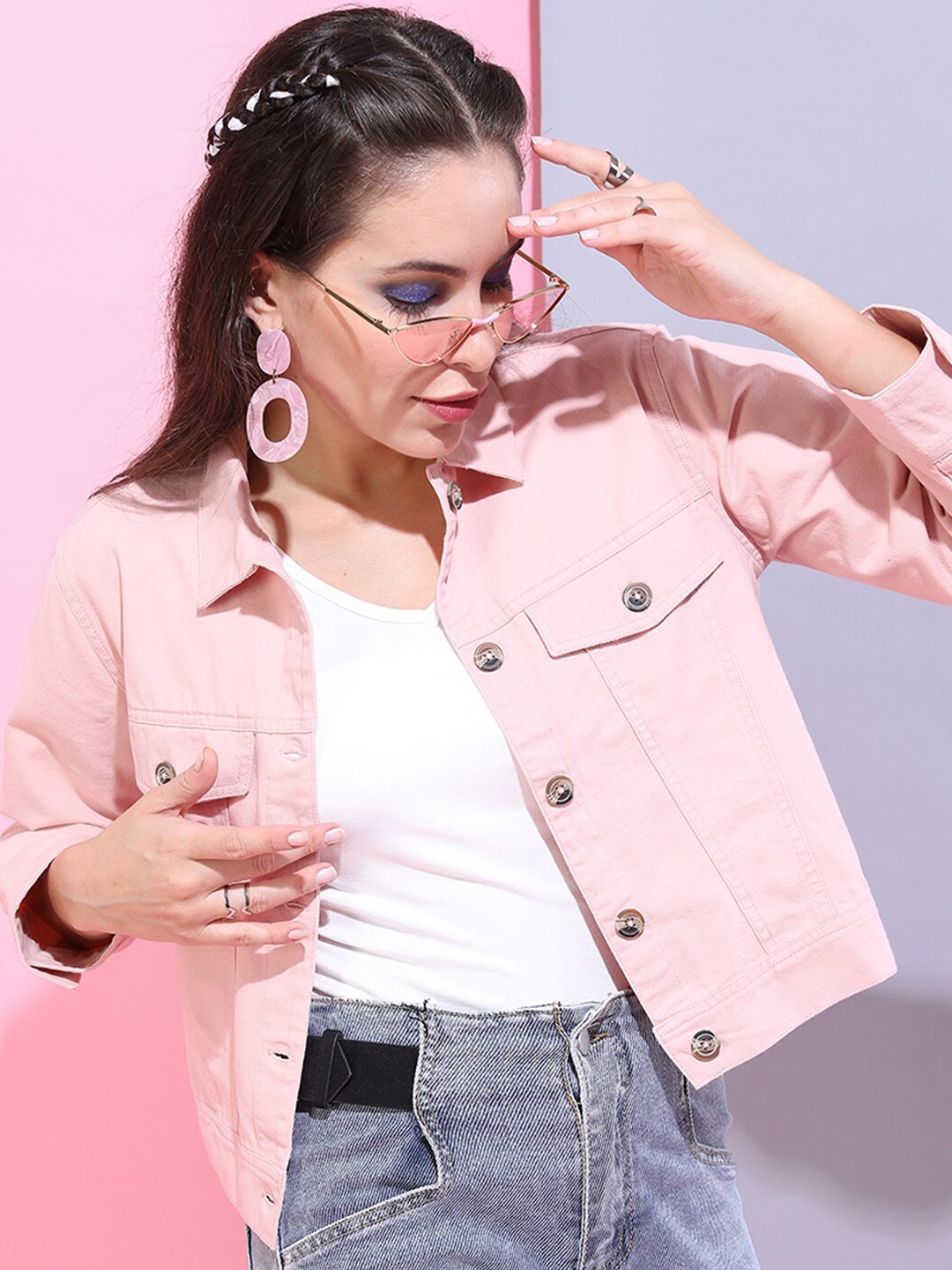 

Freehand Women Cotton Outdoor Open Front Jacket, Pink