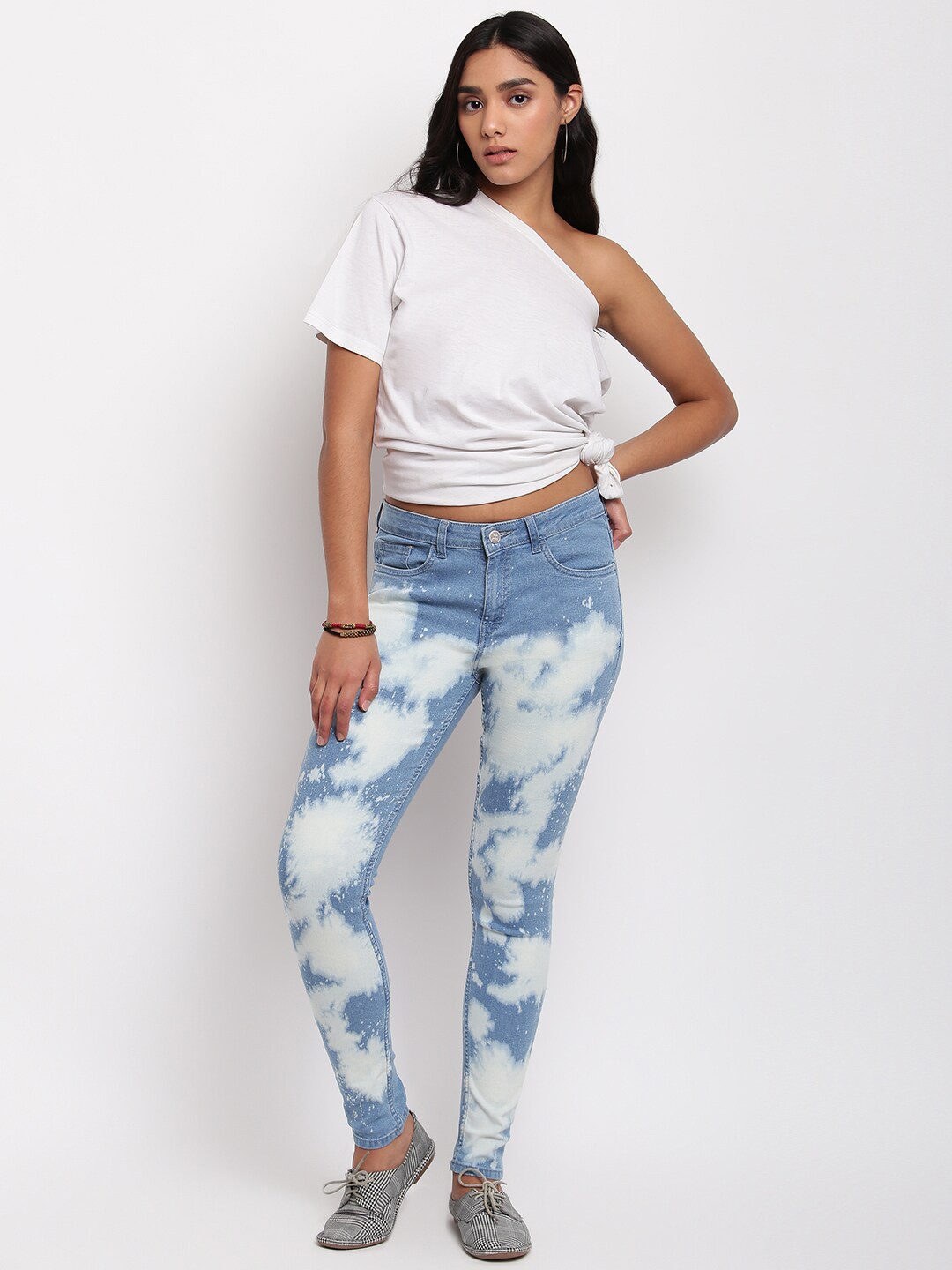 

TALES & STORIES Women Slim Fit Heavy Fade Cotton Jeans, Blue