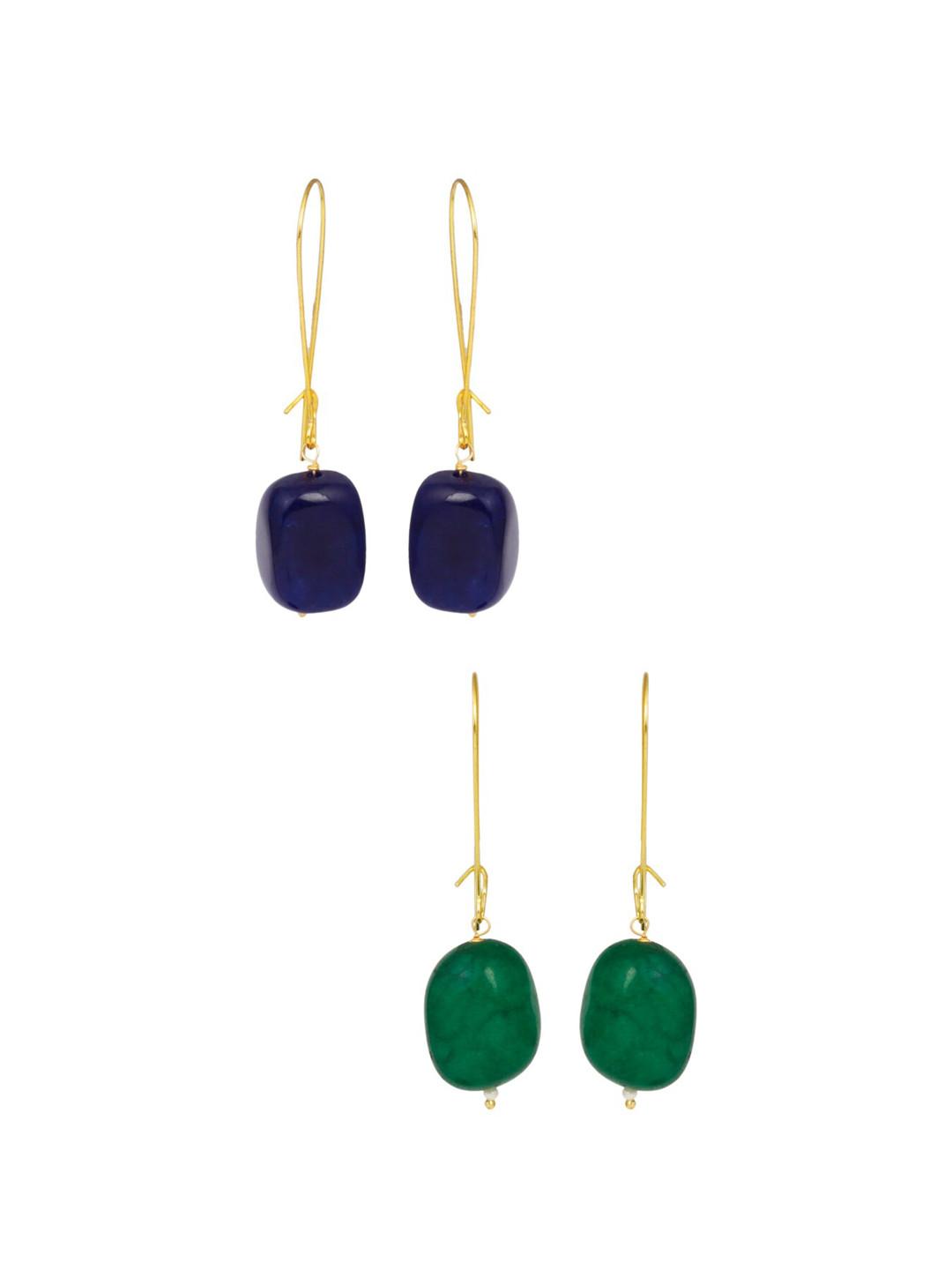 

DUGRISTYLE Set of 2 Gold-Plated Classic Drop Earrings, Green