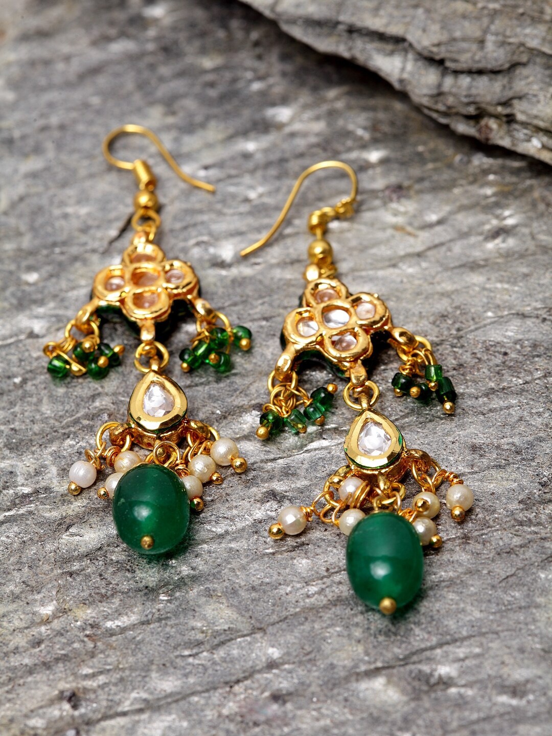 

DUGRISTYLE Gold-Plated Classic Drop Earrings, Green