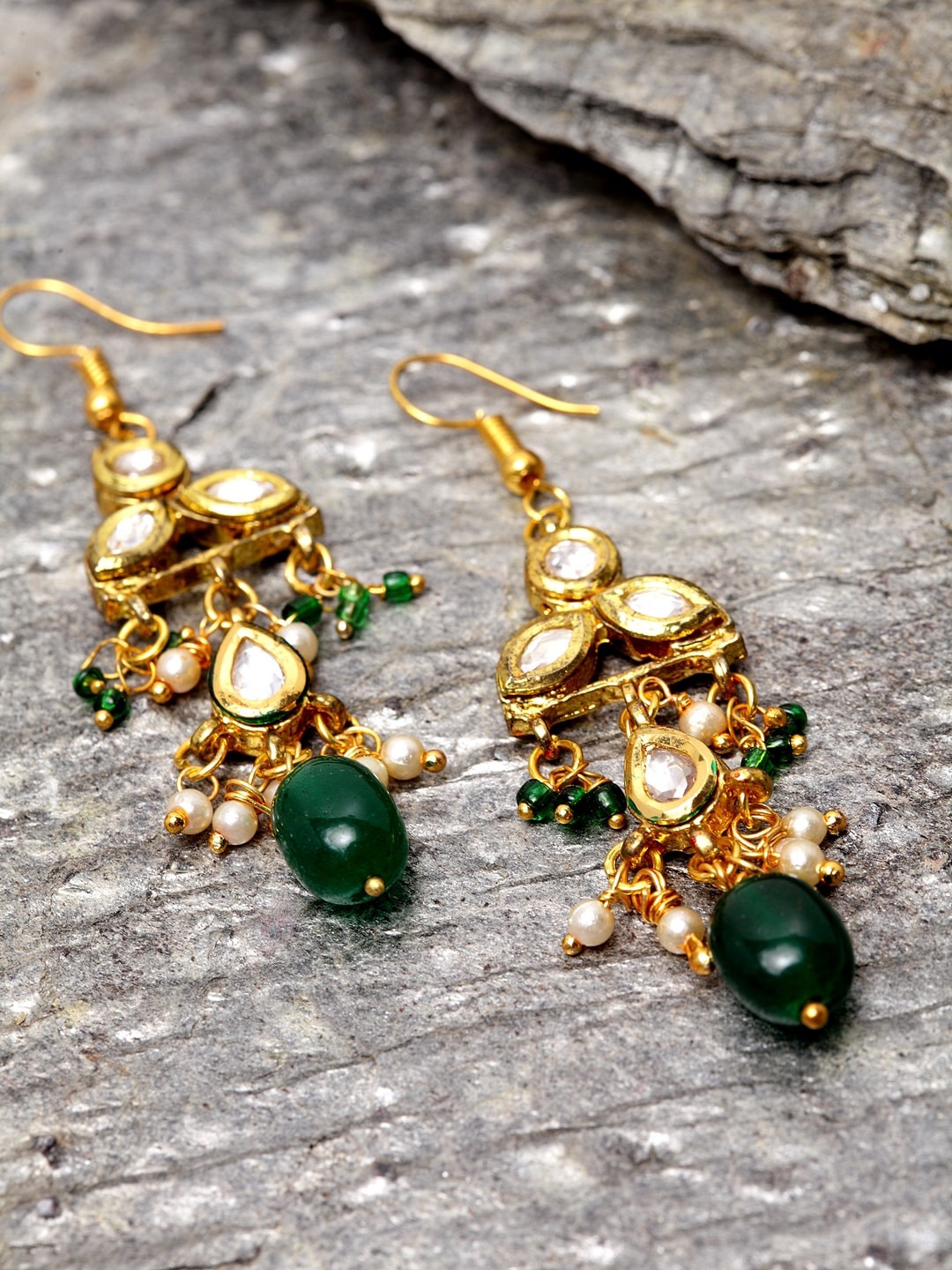 

DUGRISTYLE Gold-Plated Classic Drop Earrings, Green