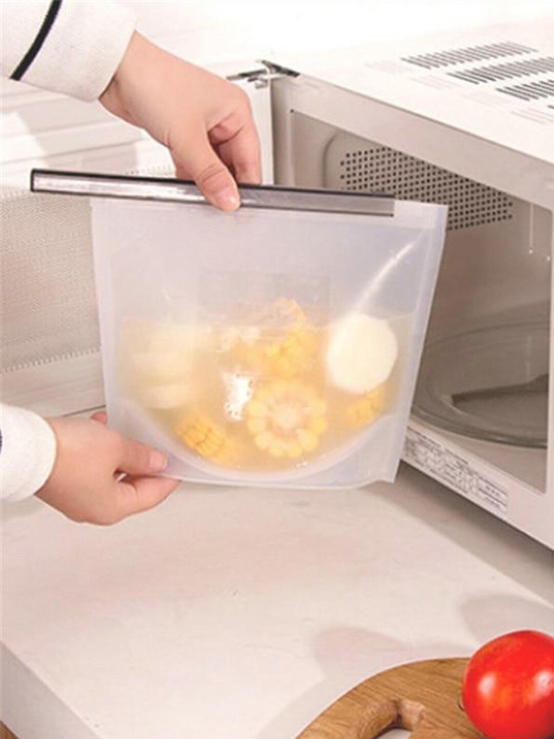 MARKET99 Brown Reusable Silicone Food Bags For Preservation