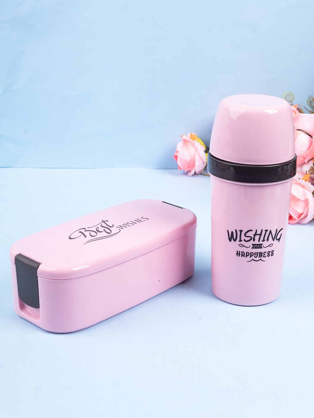 

MARKET99 Kids Set Of 2 Pink Lunch Box & Water Bottle Set