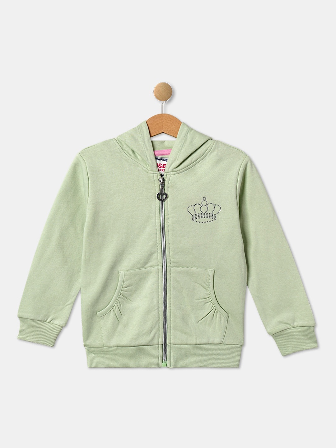 

R&B Girls Hooded Cotton Sweatshirt, Green