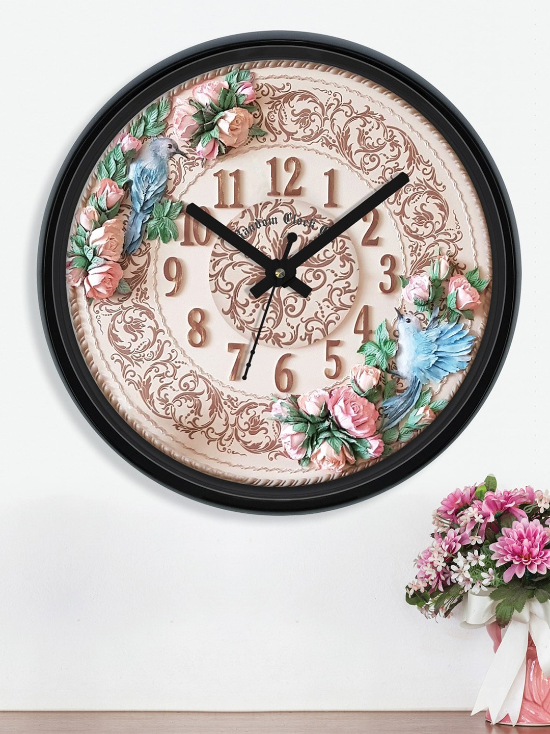 

RANDOM Brown & Pink 3D Rose & Birds Analogue Wall Clock