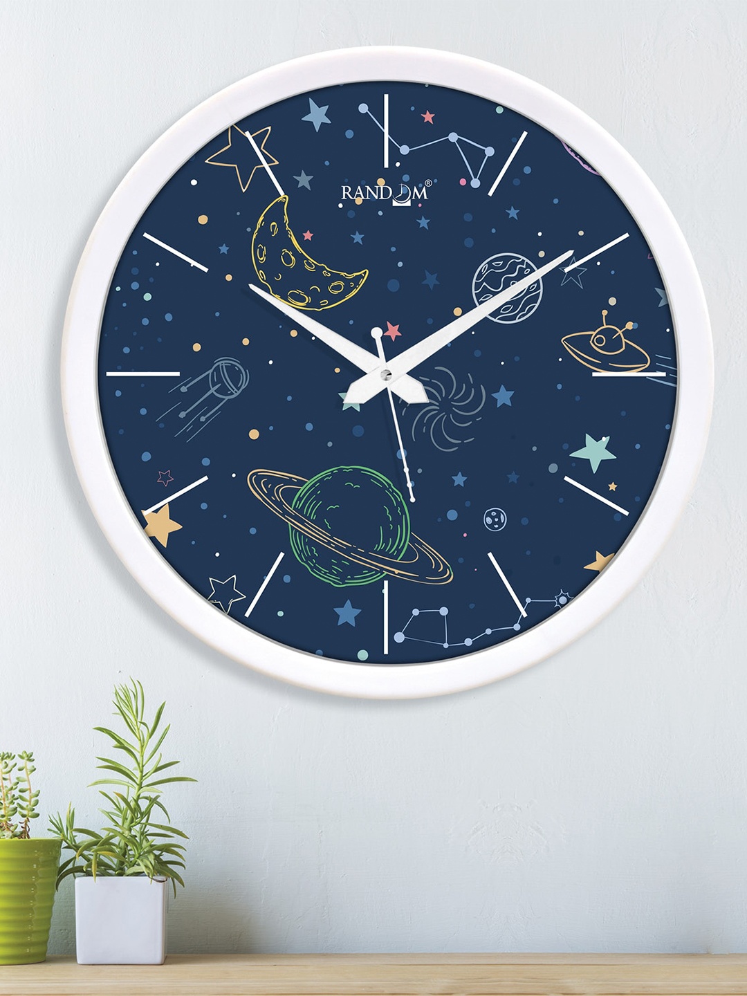 

RANDOM Blue & White 3D Space Analogue Wall Clock
