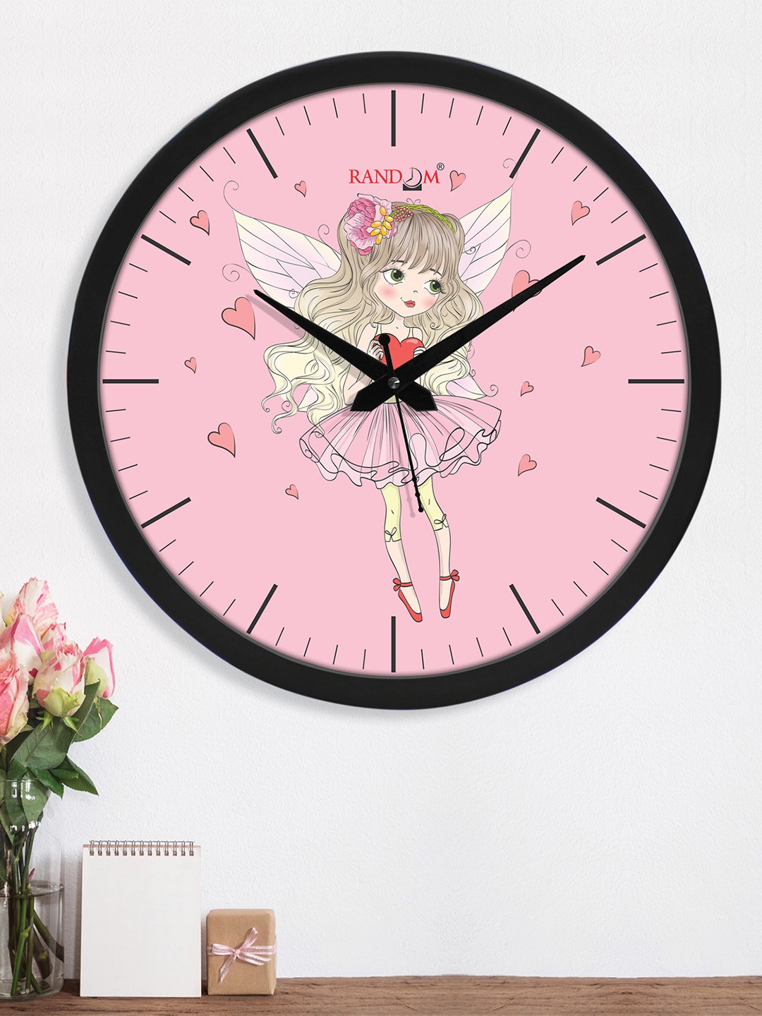 

RANDOM Pink & Black 3D Little Fairy Analogue Wall Clock