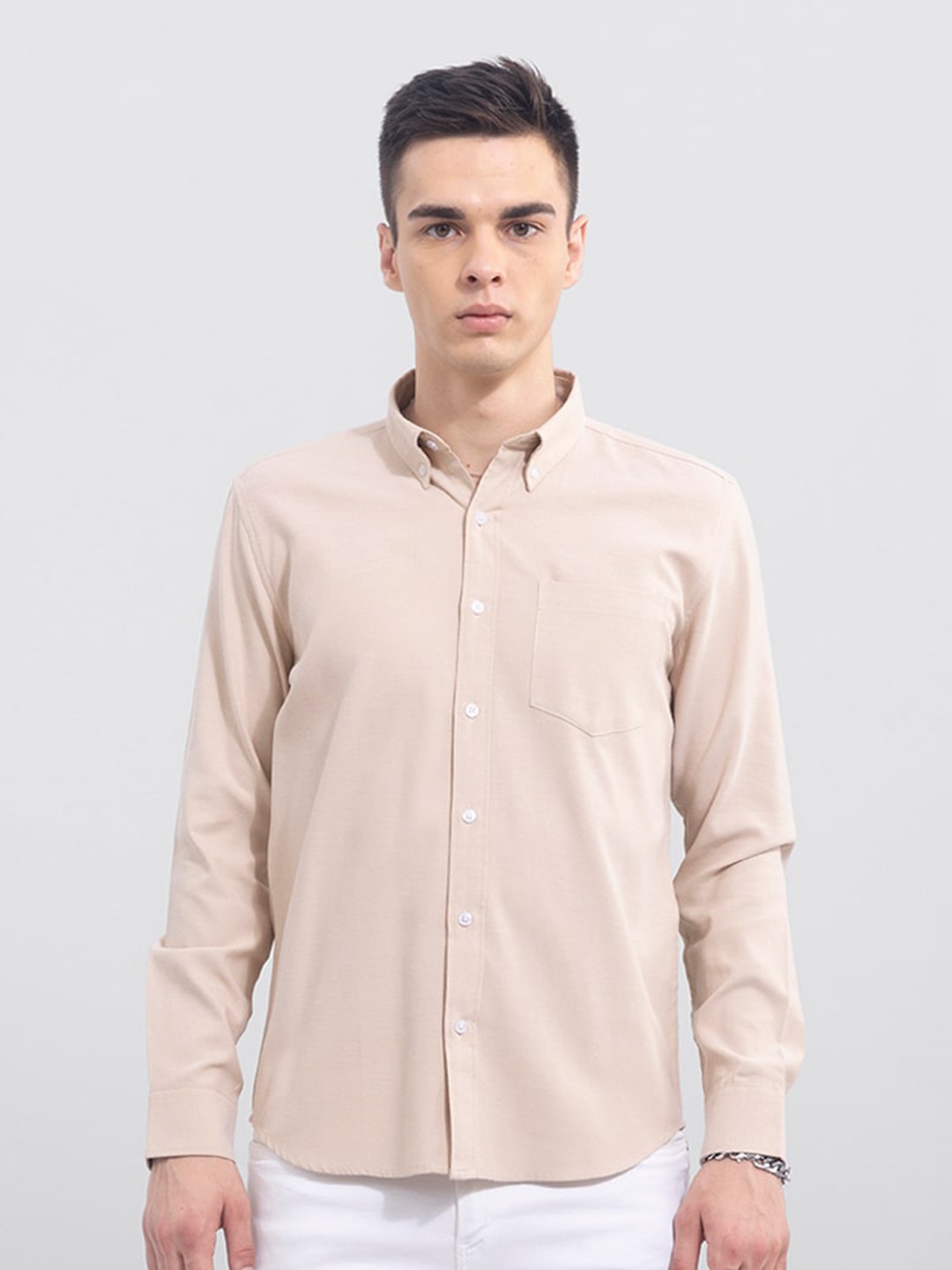 

Snitch Men Slim Fit Casual Shirt, Beige