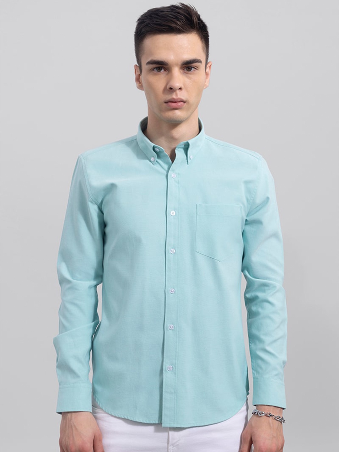 

Snitch Men Slim Fit Casual Shirt, Green