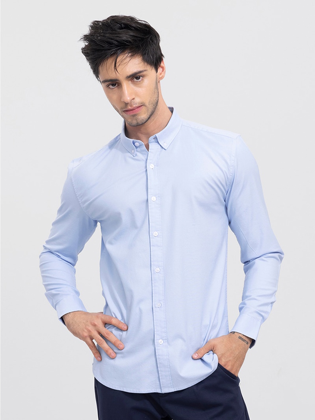 

Snitch Men Slim Fit Cotton Casual Shirt, Blue