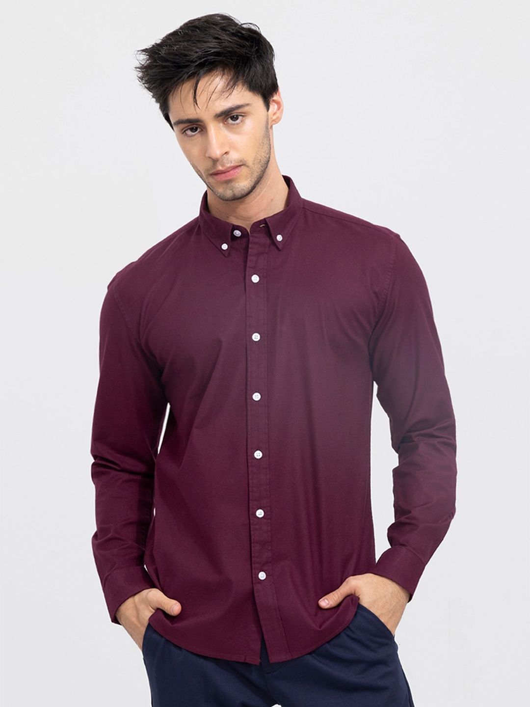 

Snitch Men Slim Fit Cotton Casual Shirt, Maroon