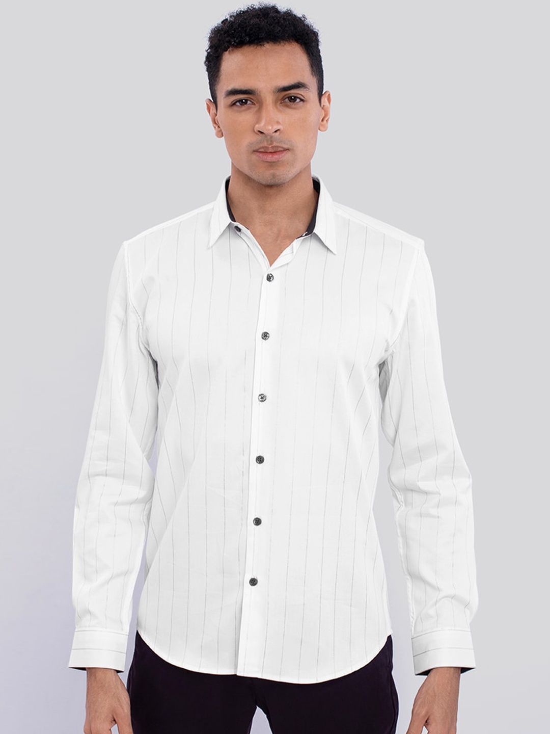 

Snitch Men Slim Fit Striped Cotton Casual Shirt, White