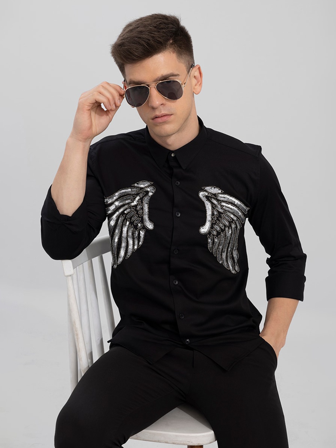 

Snitch Slim Fit Cotton Casual Shirt, Black