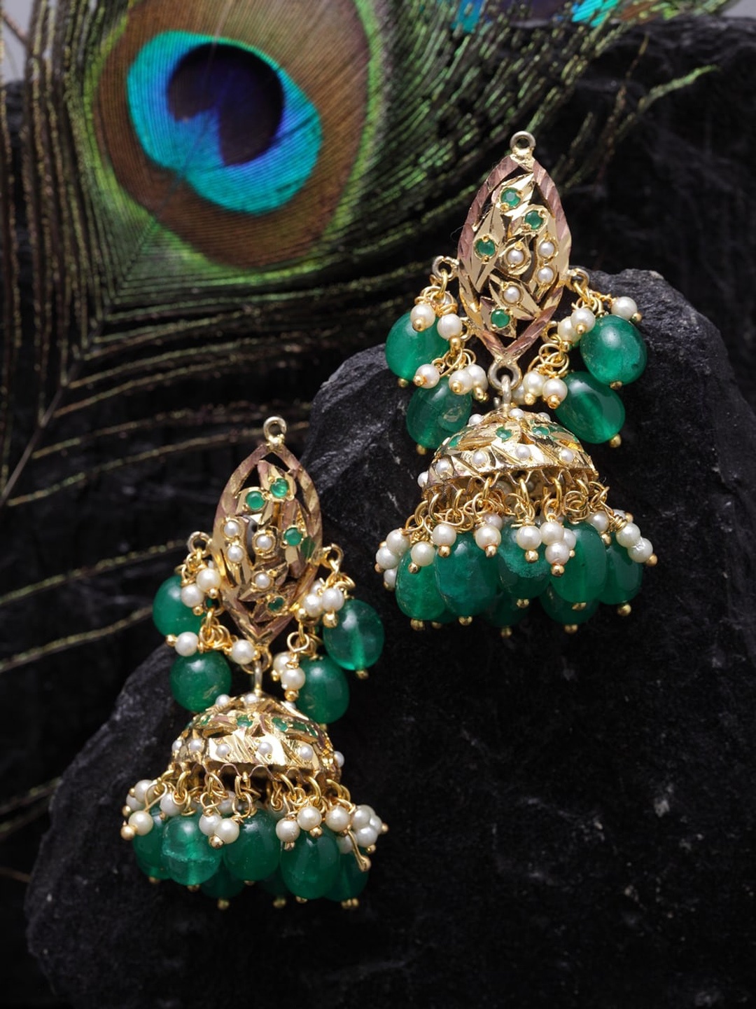 

DUGRISTYLE Gold-Plated Classic Drop Earrings, Green