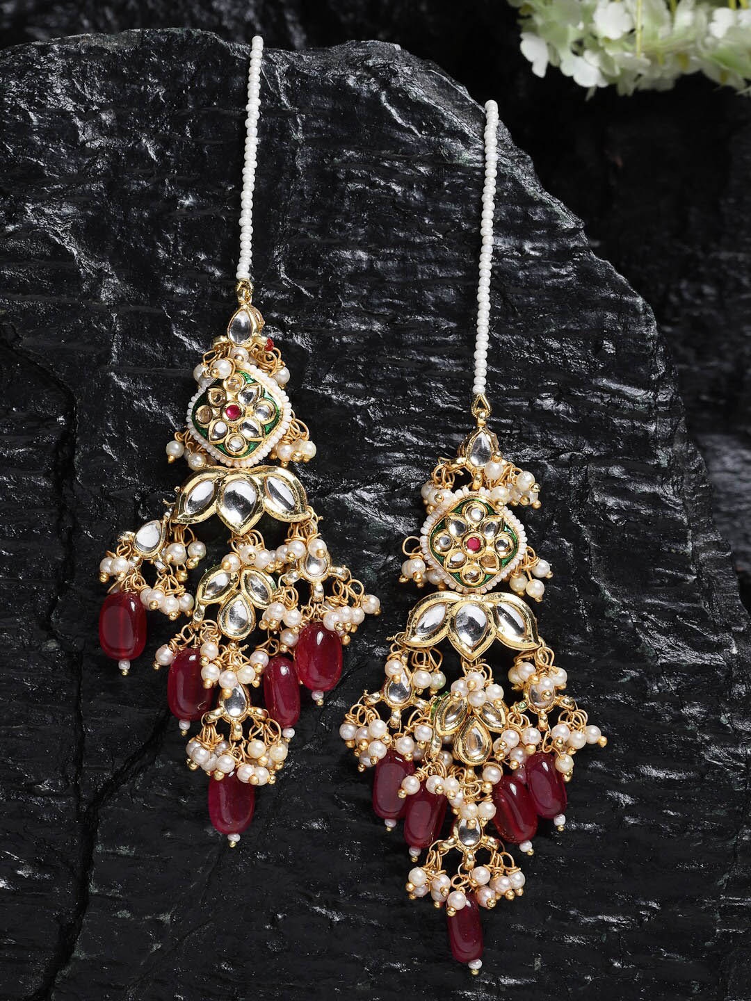 

DUGRISTYLE Gold-Plated Classic Drop Earrings, Red