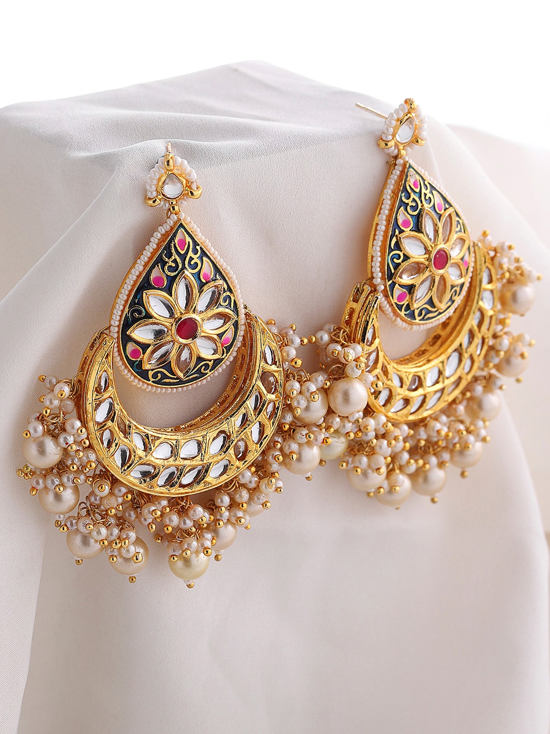 

DUGRISTYLE Gold-Plated Classic Chandbalis Earrings, Blue