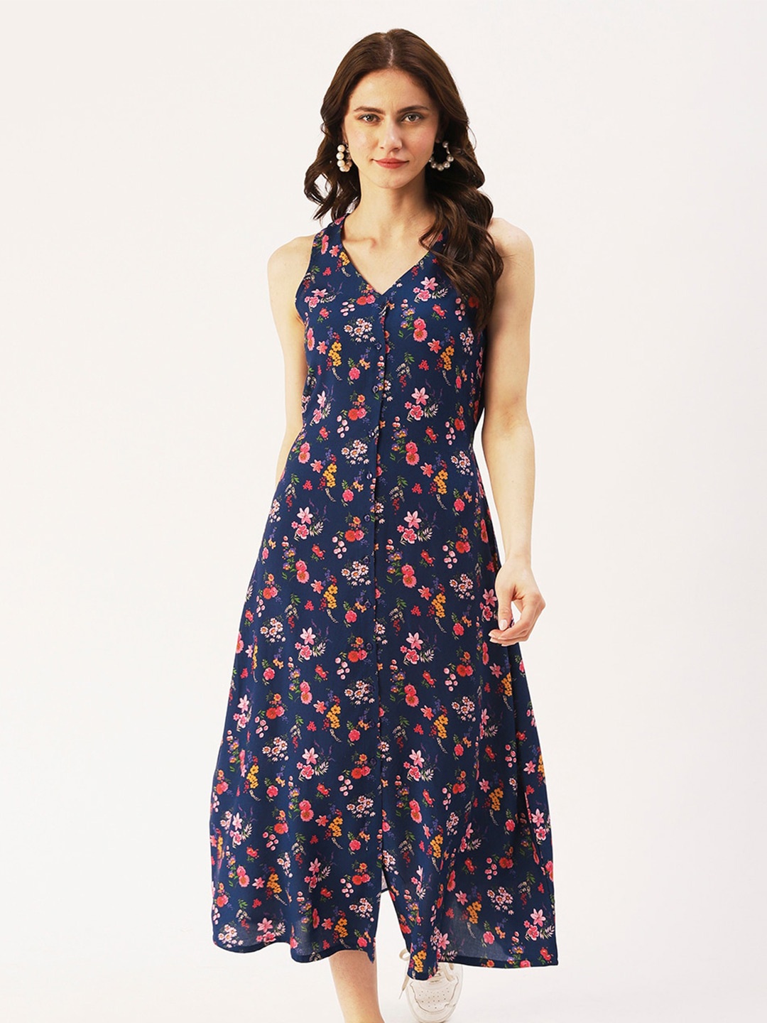 

DressBerry Floral A-Line Maxi Dress, Navy blue