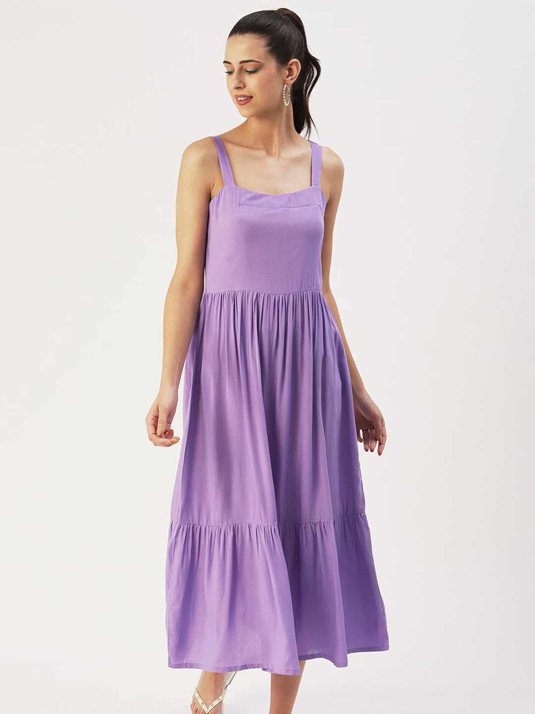 

DressBerry Shoulder Straps Midi Dress, Lavender