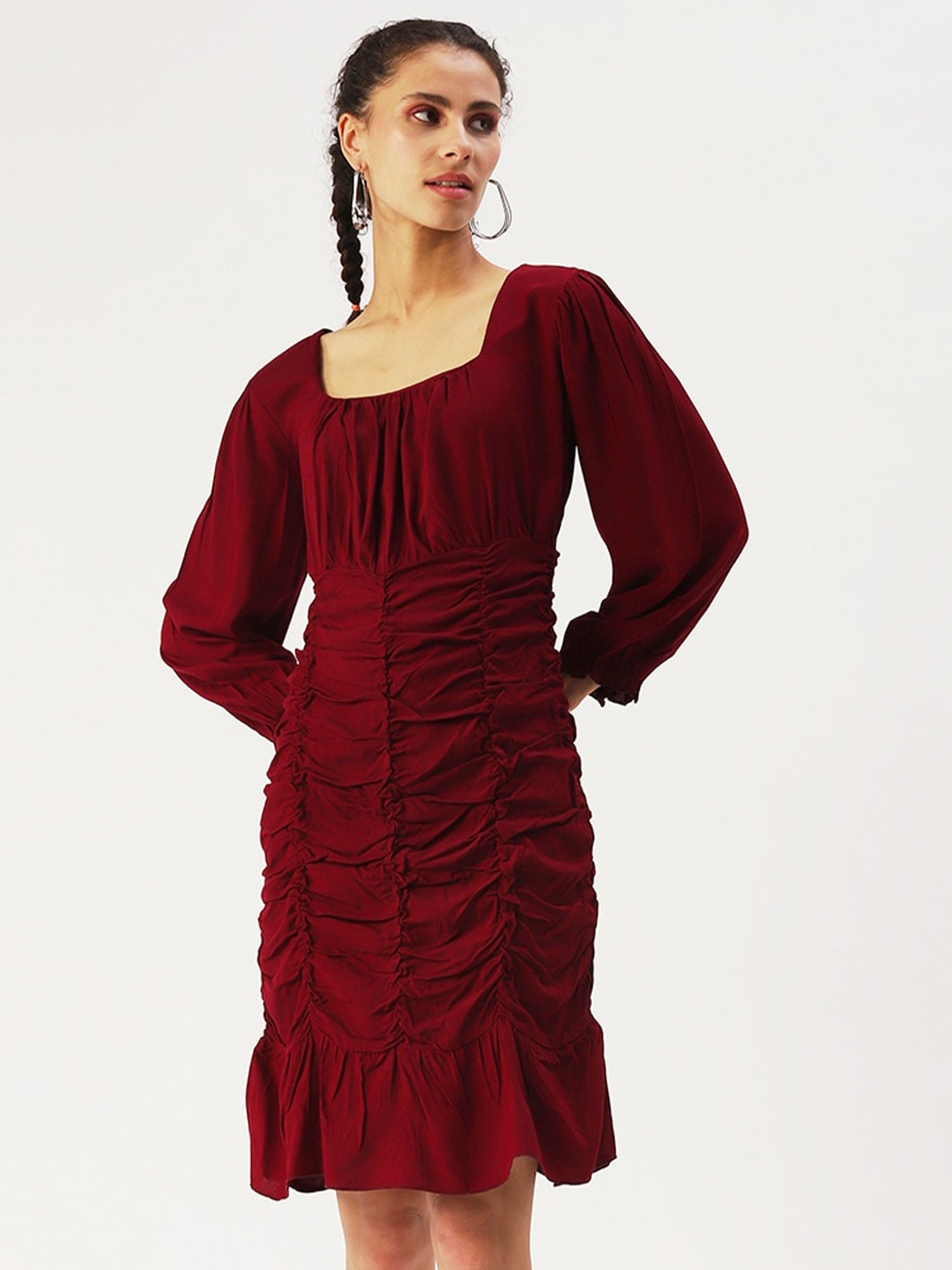 

DressBerry Square Neck A-Line Dress, Maroon