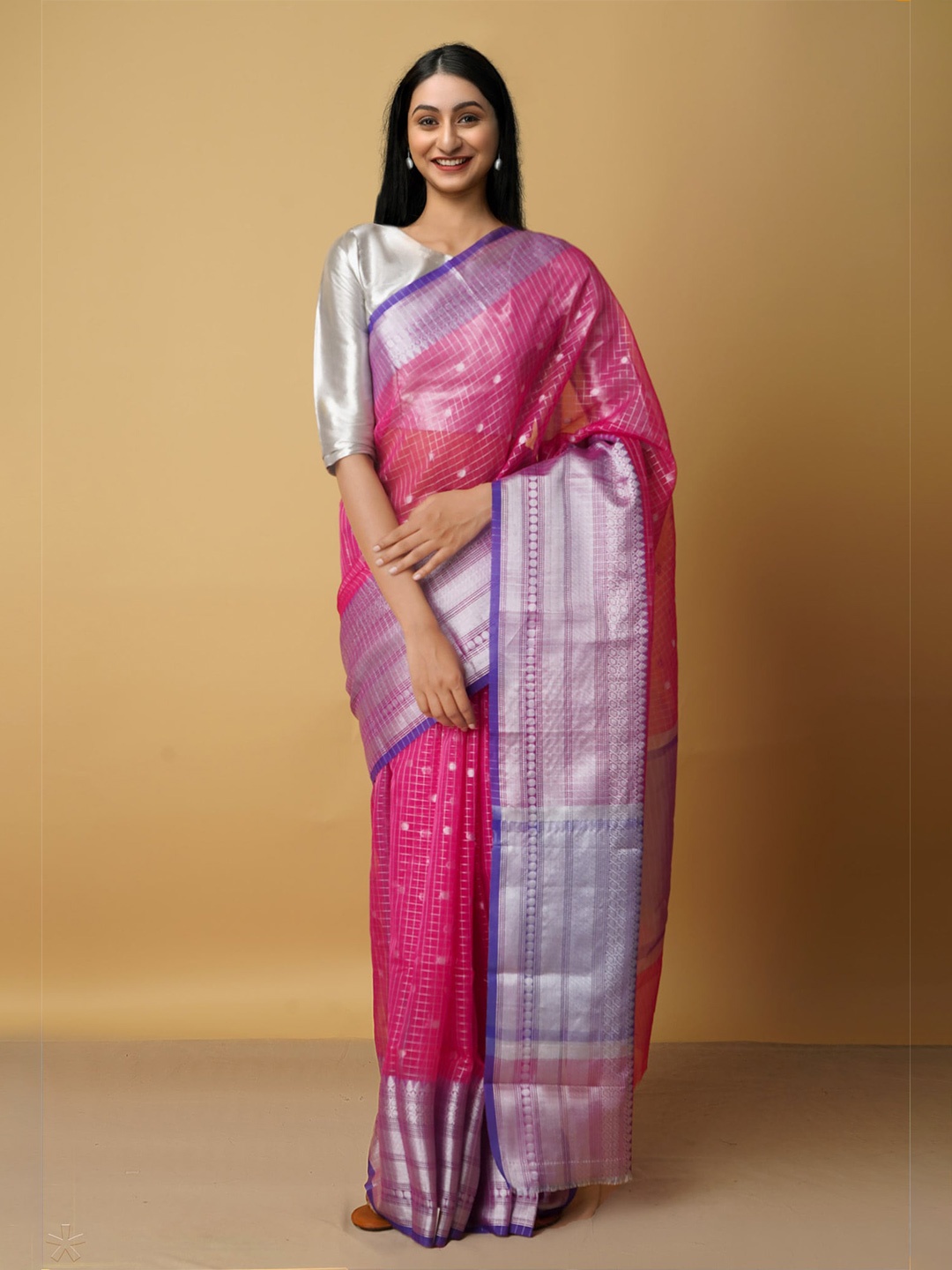 

Unnati Silks Woven Design Zari Silk Cotton Saree, Pink