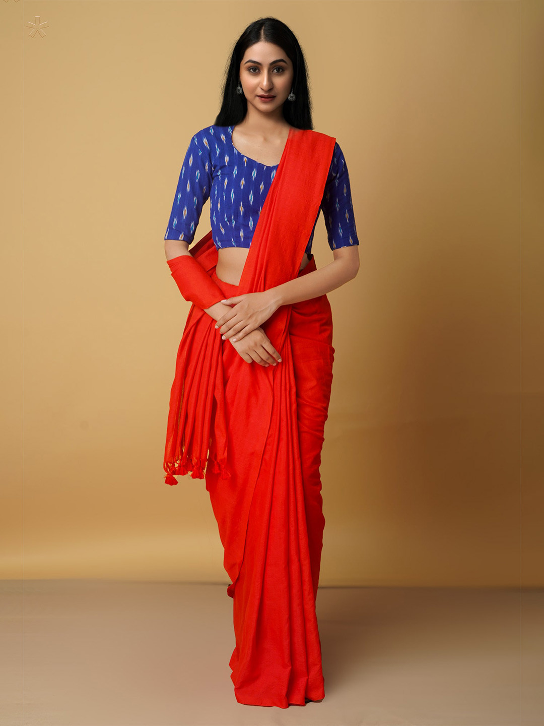 

Unnati Silks Pure Linen Jamdani Saree, Red