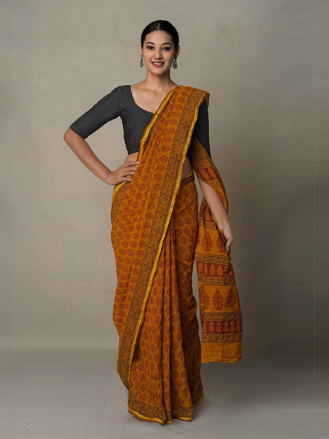 

Unnati Silks Bagh Chanderi Saree, Rust