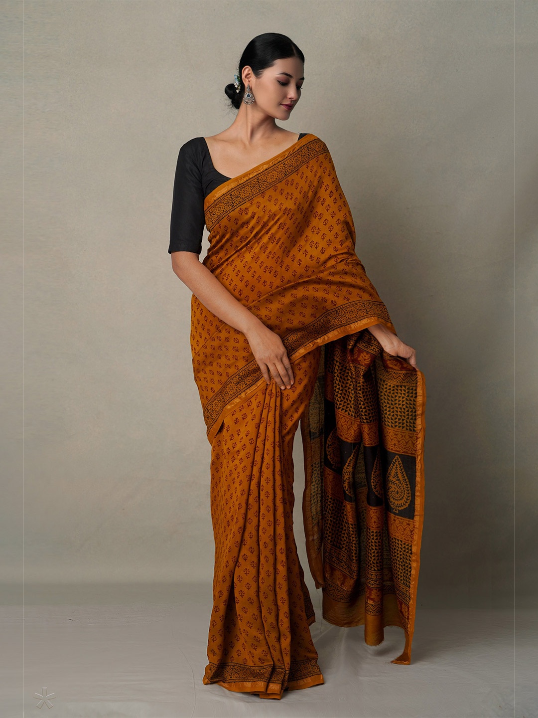 

Unnati Silks Bagh Pure Cotton Chanderi Saree, Rust